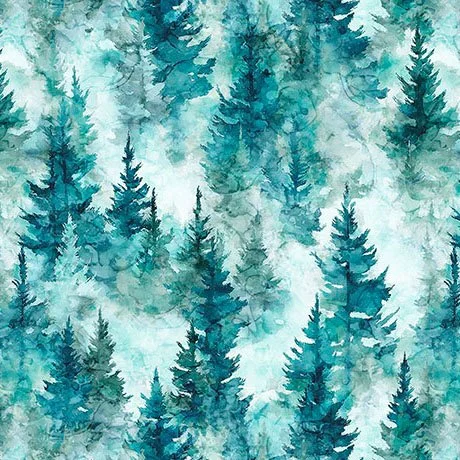 Trees in Teal Wide Back