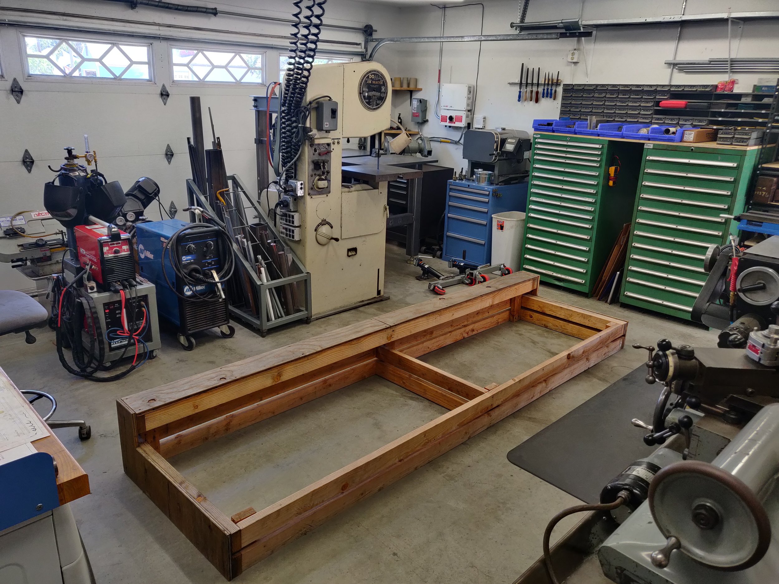 Since I couldn't construct the awning on site, I made a wooded replica of the top of the BBQ where the awning would be mounted.