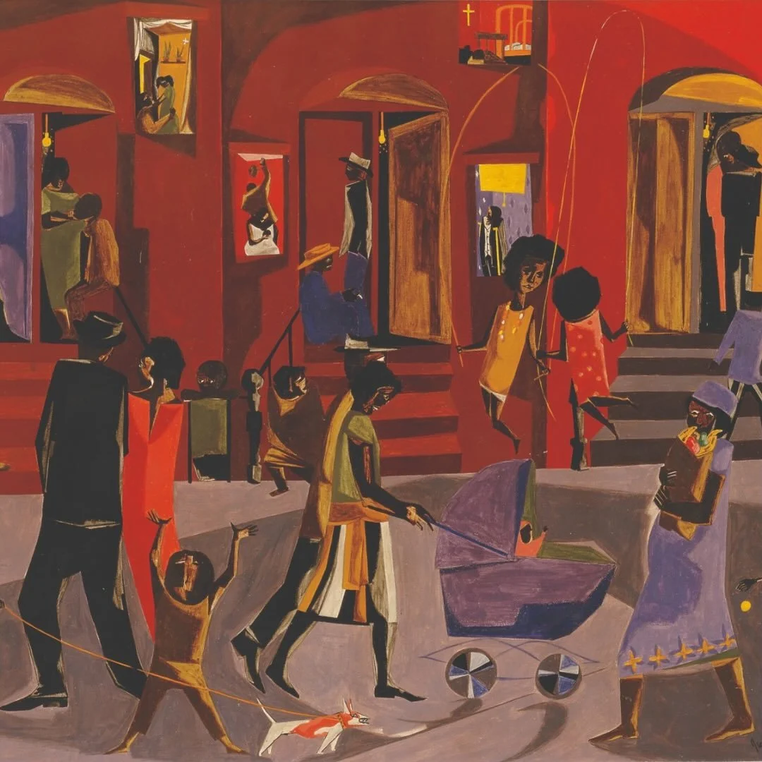 #JacobLawrence - Brownstones

&ldquo;I would definitely say that I think any experience that evolves because of your ethnic background, and especially pertaining to the Negro it&rsquo;s been such a special kind of experience, I think it definitely ha