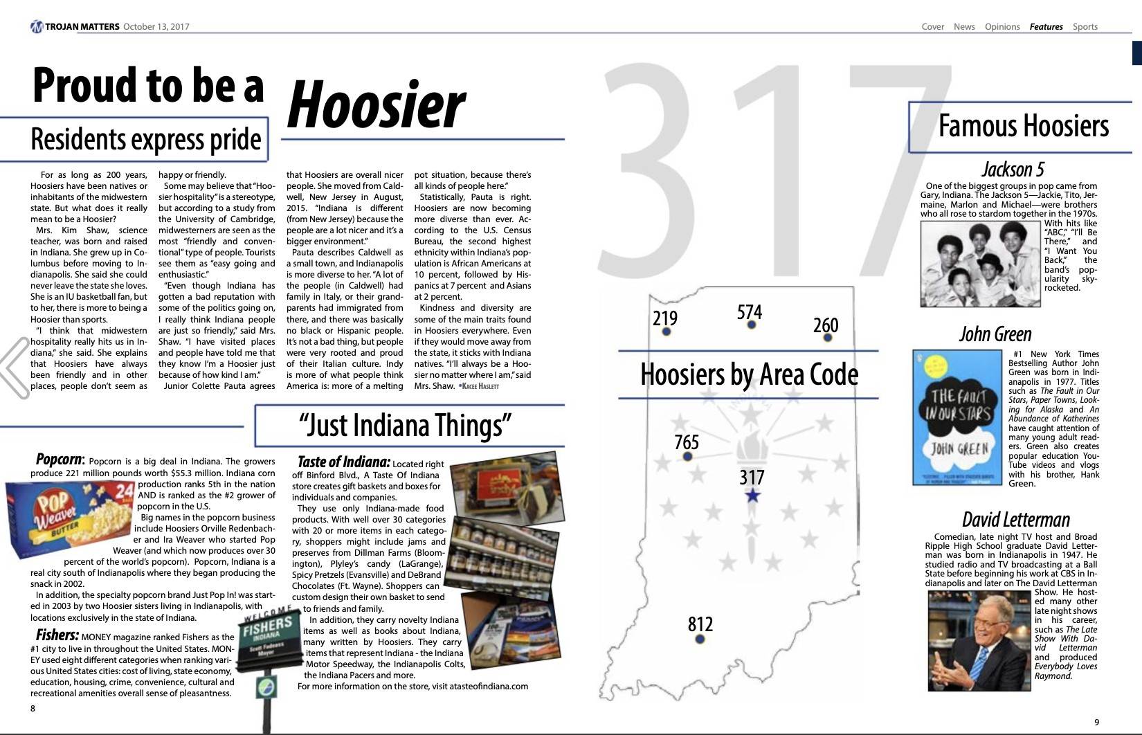 October 2017 | copy: "Proud to be a Hoosier" (p8-9) | design: p12-13, p14-15. 