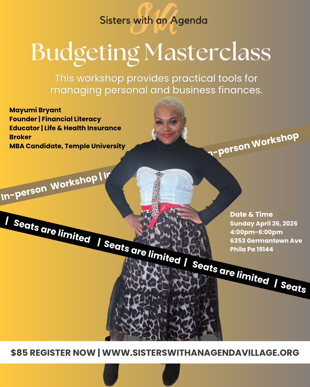 Budgeting Masterclass 4-6pm in- person