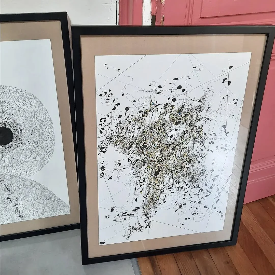 Framing the selected artworks for an upcoming art show in Austria next week !