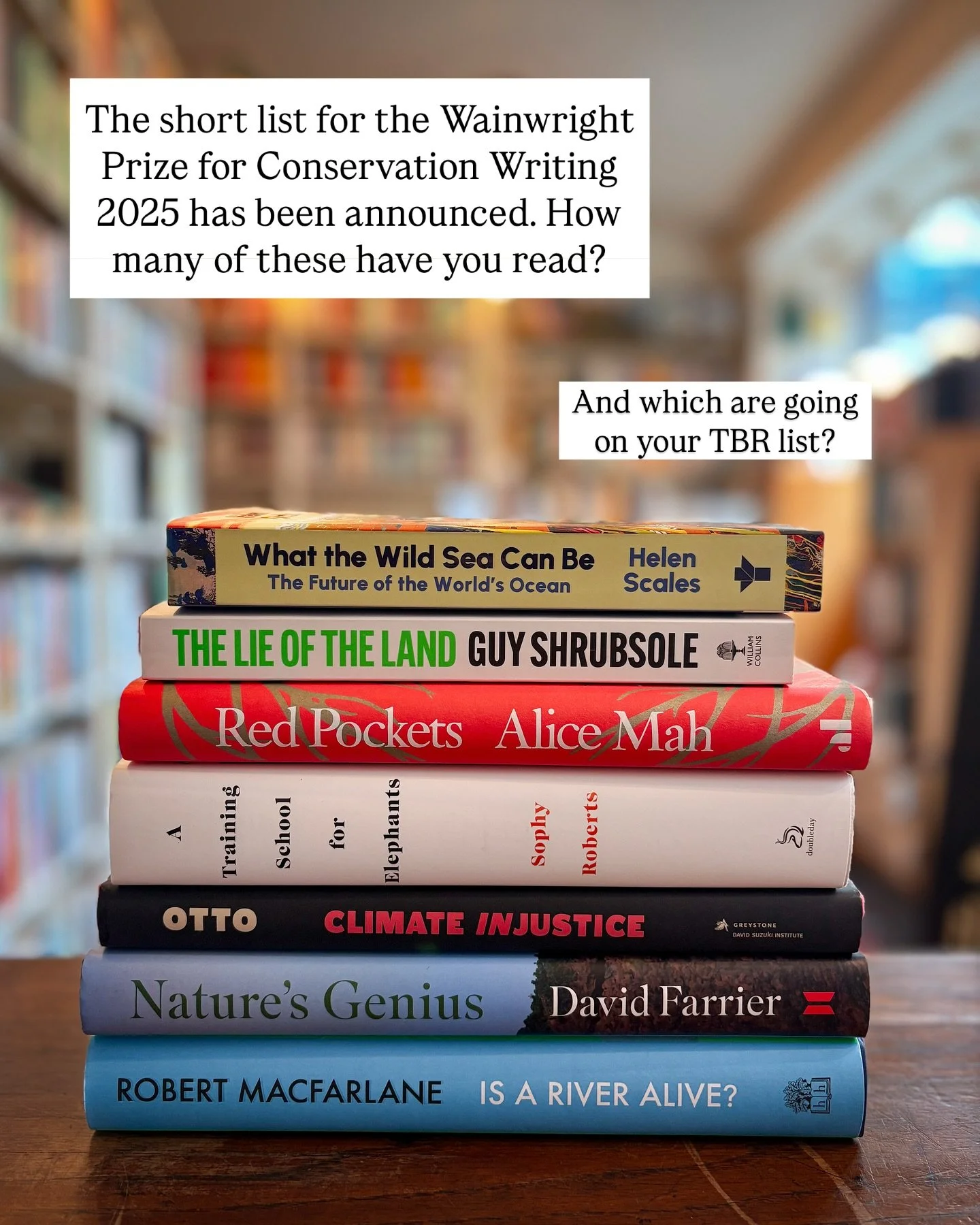 A few days ago we showcased the @wainwrightprize Nature Writing Prize short list. Some of you asked where &ldquo;Is a River Alive?&rdquo; by @robgmacfarlane was&hellip;well it&rsquo;s in the Conservation Writing category, alongside a clutch of other 