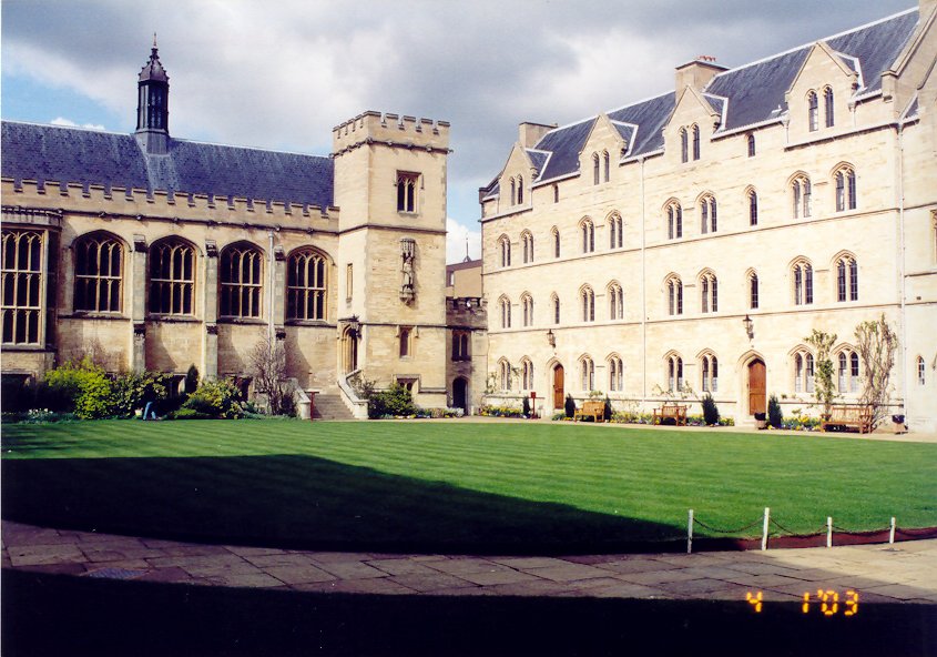 Looking Across Pembroke Quad; Dining Hall on Left, Sarah's Dorm on Right