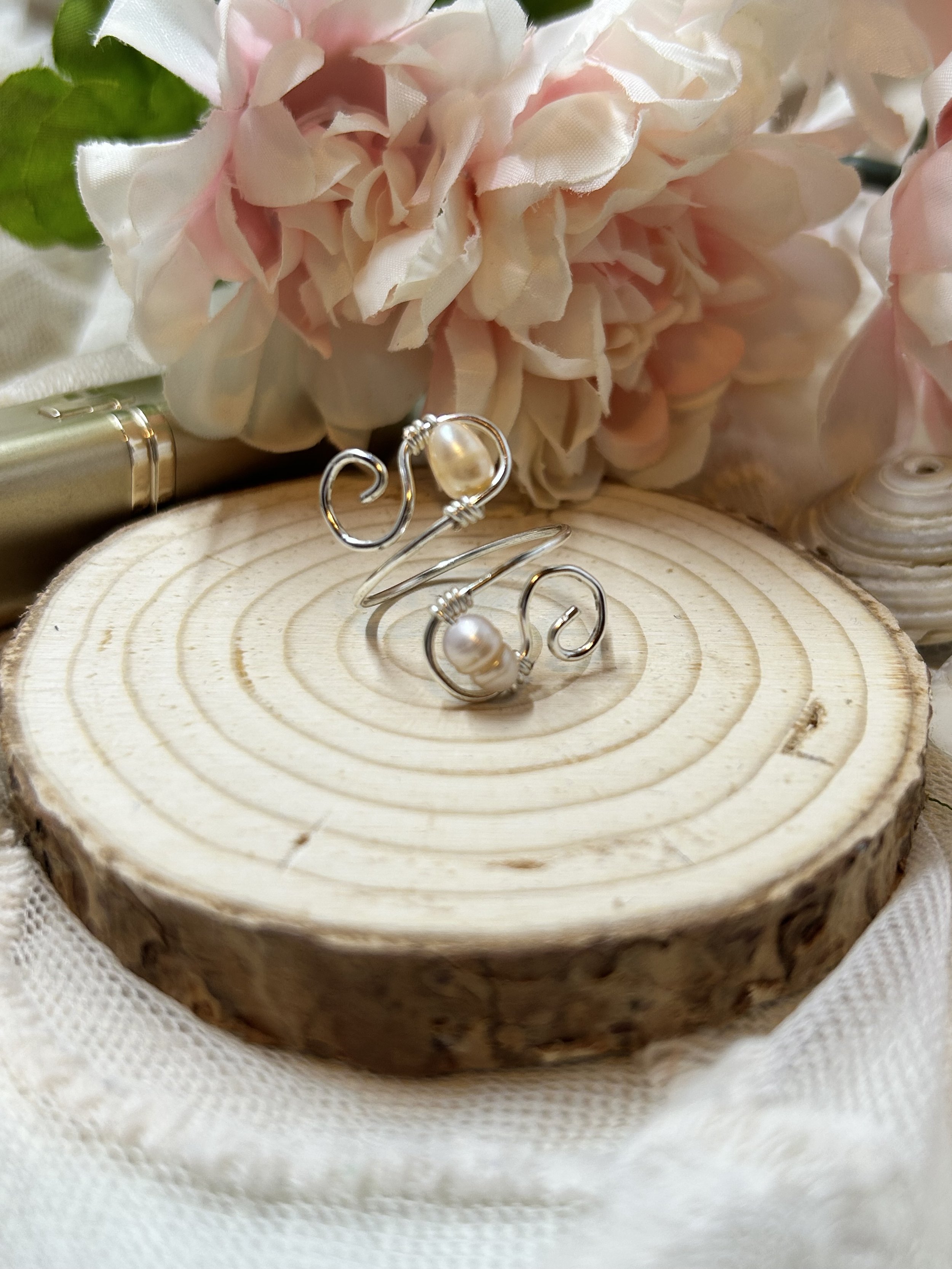 Adjustable Wire Freshwater Pearl Ring #2