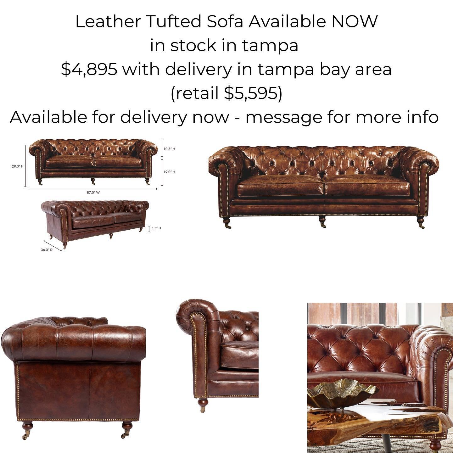 Need a sofa quickly for your home or office? Just in&hellip;we upgraded the cushions too! 
87&rdquo;W x 36D x 29H 
You can have it ASAP 🙌 - message us for more info 🛋 
*
*
*
*
#leathersofa #tuftedsofa #