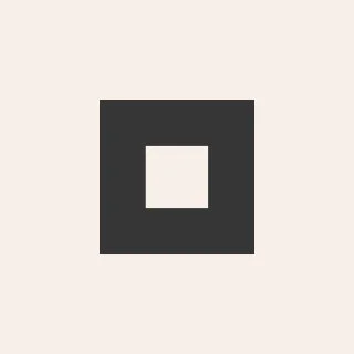 A black square with a smaller white square cutout in the center on a light background.