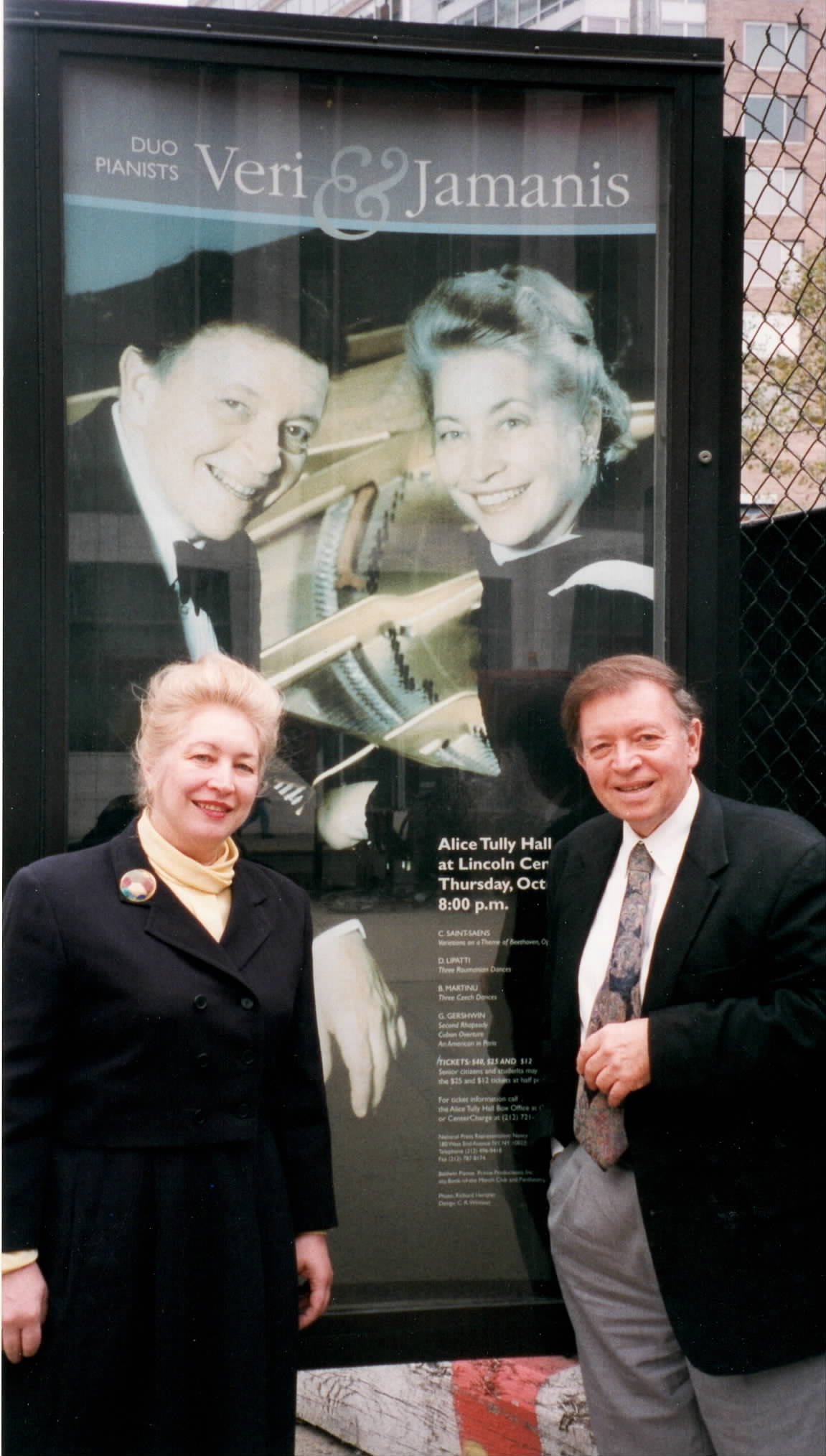 in front of a poster at Tully Hall, NYC