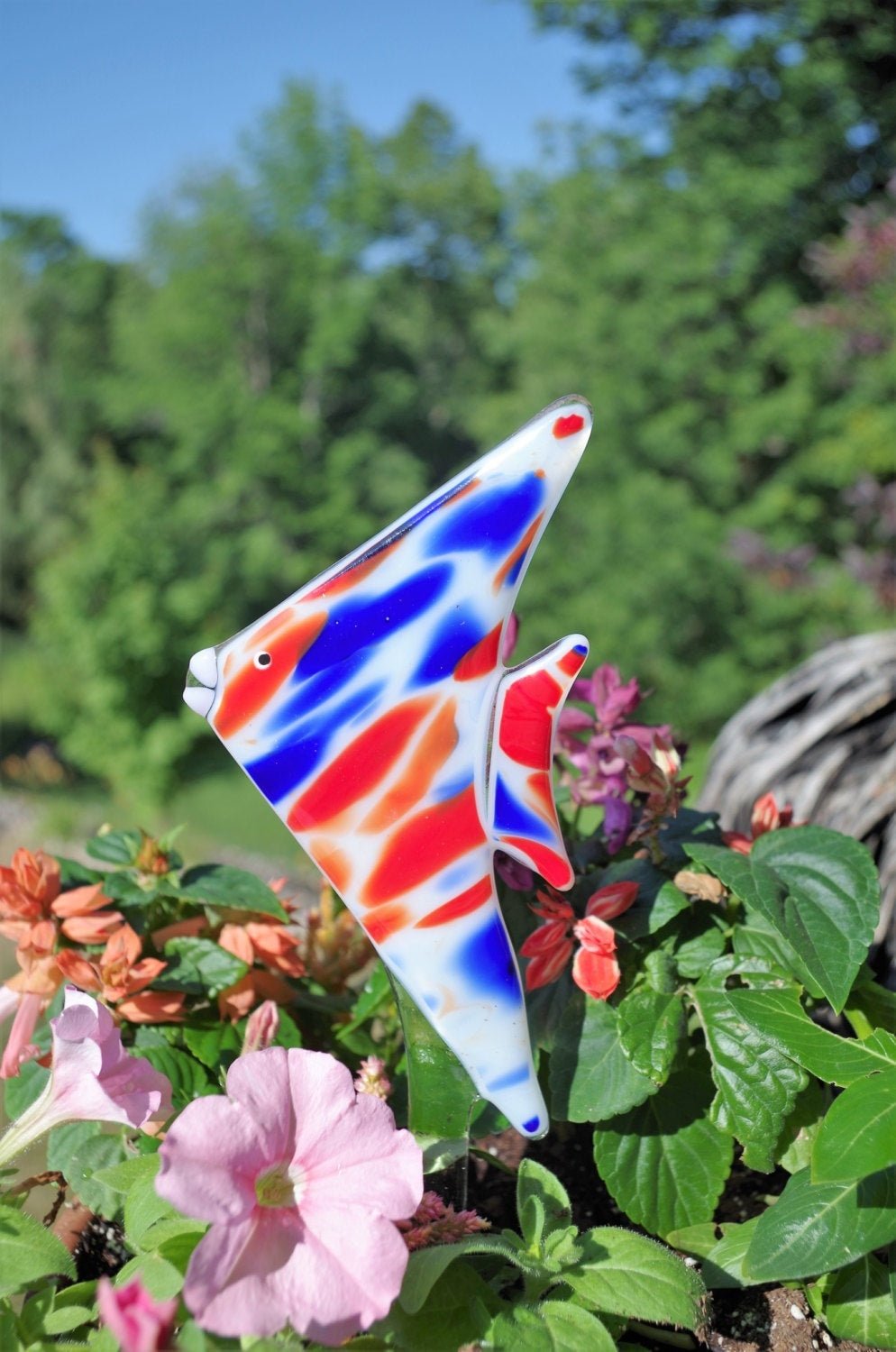 Angel Fish plant stake garden sculpture, garden art