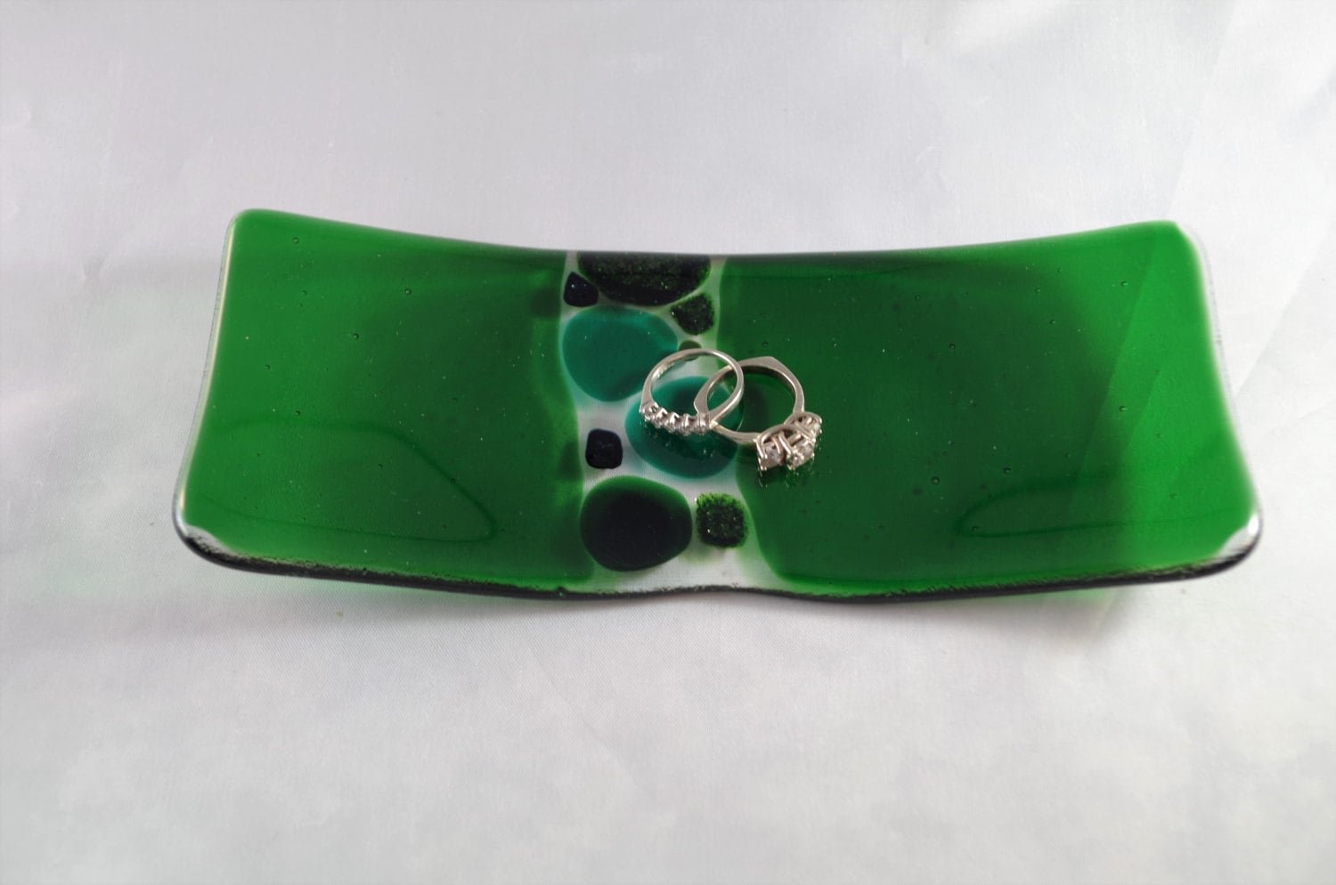 Fused glass soap dish, bedside table dish, candle holder, butter dish