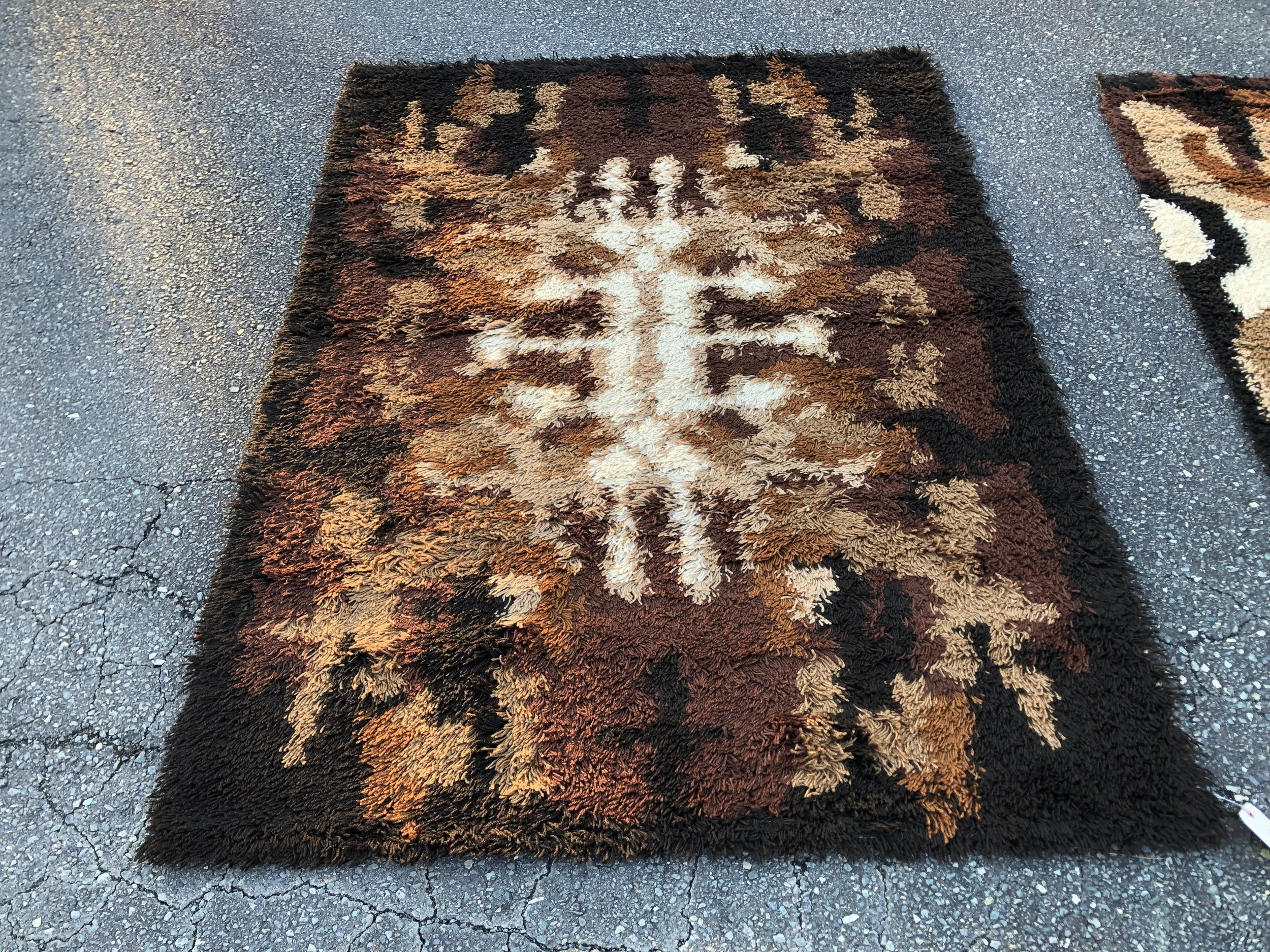 WOOL RYA RUG 4' X 6' FROM 1970S HP#36
