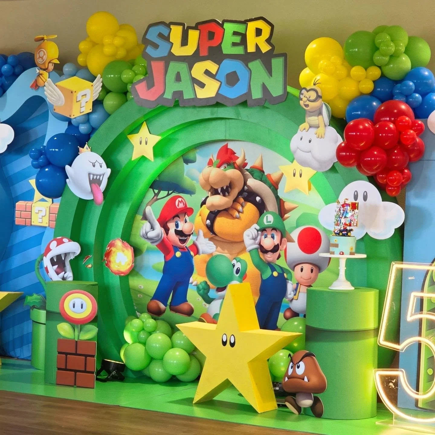 Super Jason turns 5 🎮
.
.
Just in time for the Mario movie&hellip; and this design?! 🔥
.
.
Backdrop design by @four_forty_four_events 
.
.
#BayAreaPartyPlanner #BayAreaEvents #BayAreaEventPlanner #SuperMarioTheme #MarioBrothers
