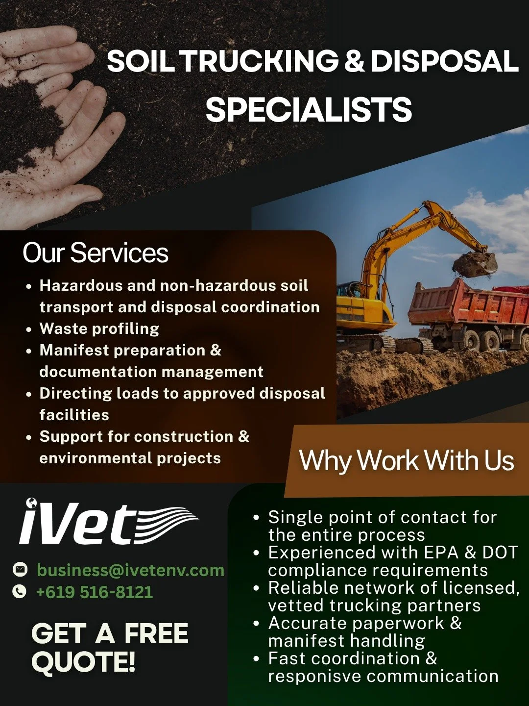 Need soil gone? We've got you covered!
Fast hauling. Responsible disposal. Zero headaches. 

DM or email us to get your project moving with a free quote!

#soilremoval #dumptruck #nonrcrasoil #rcrasoil #hazardouswastedisposal #hazwaste