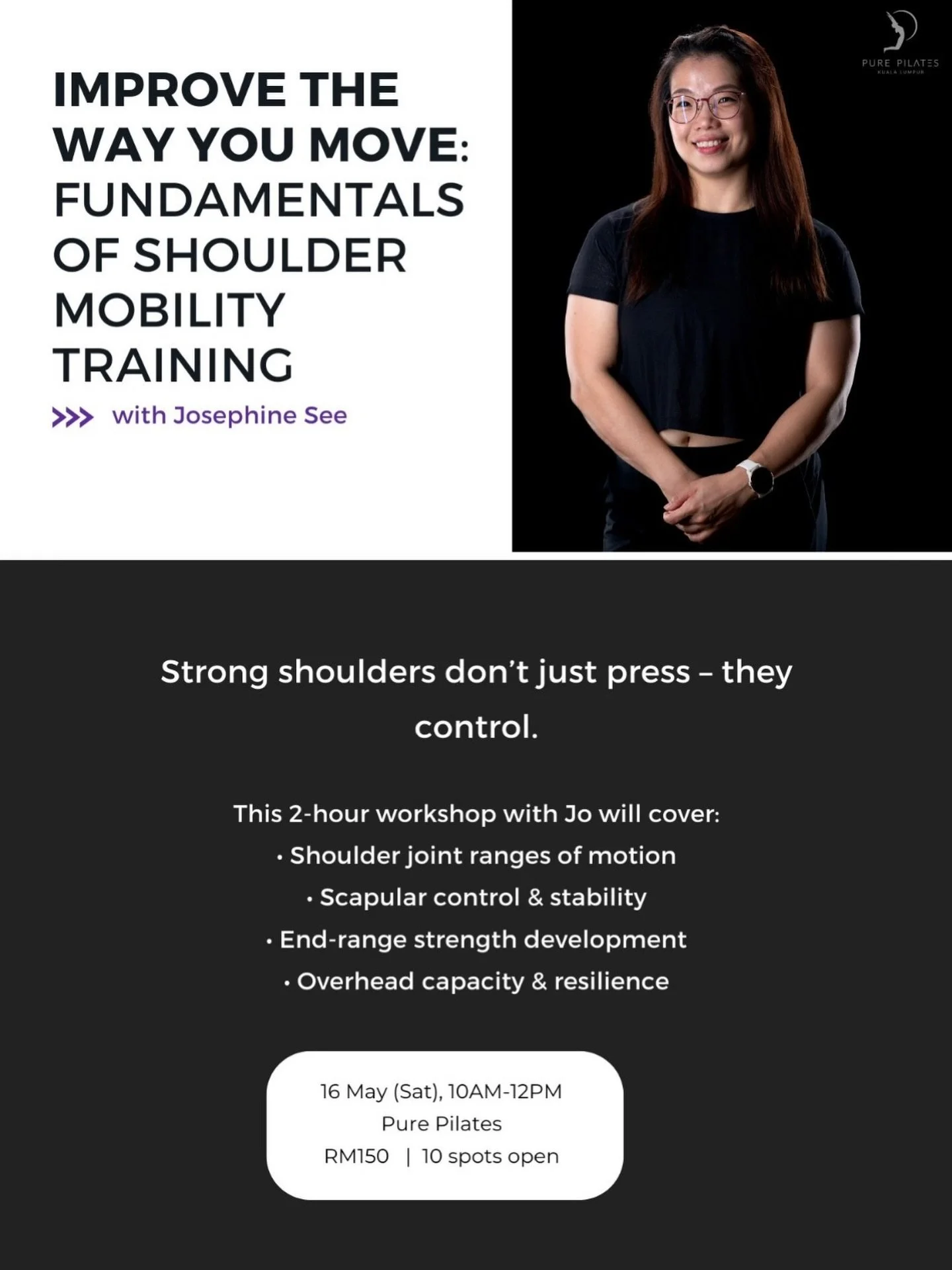 Second workshop of the year for all the fit, strong, fast, power people out there who having cycle and cycle of pain and aches along your fitness journey. Actually no pain also can join one.

What this workshop is:
✅Fundamental movement of shoulder a
