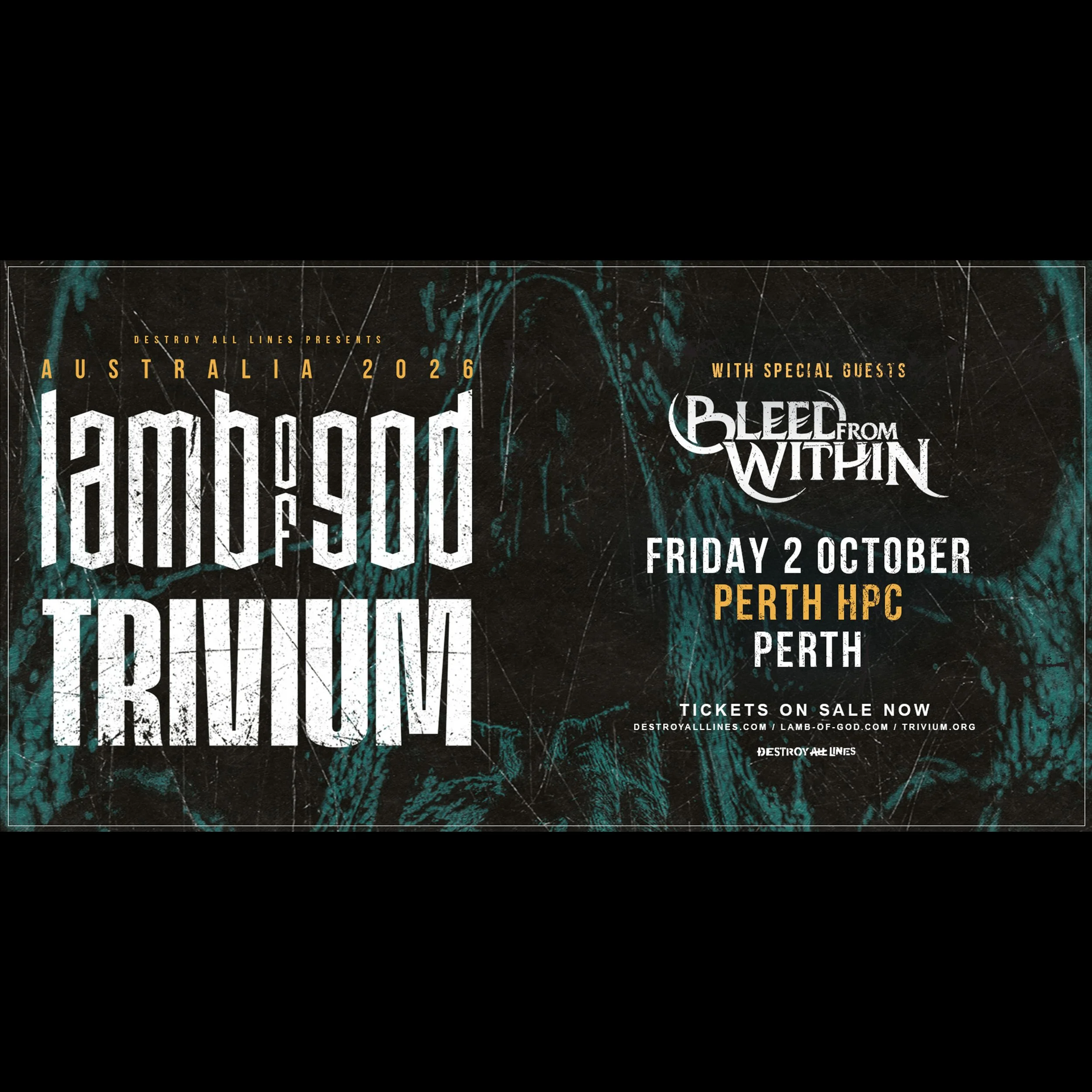 Lamb Of God (USA) + Trivium (USA) w/ Bleed From Within (UK)