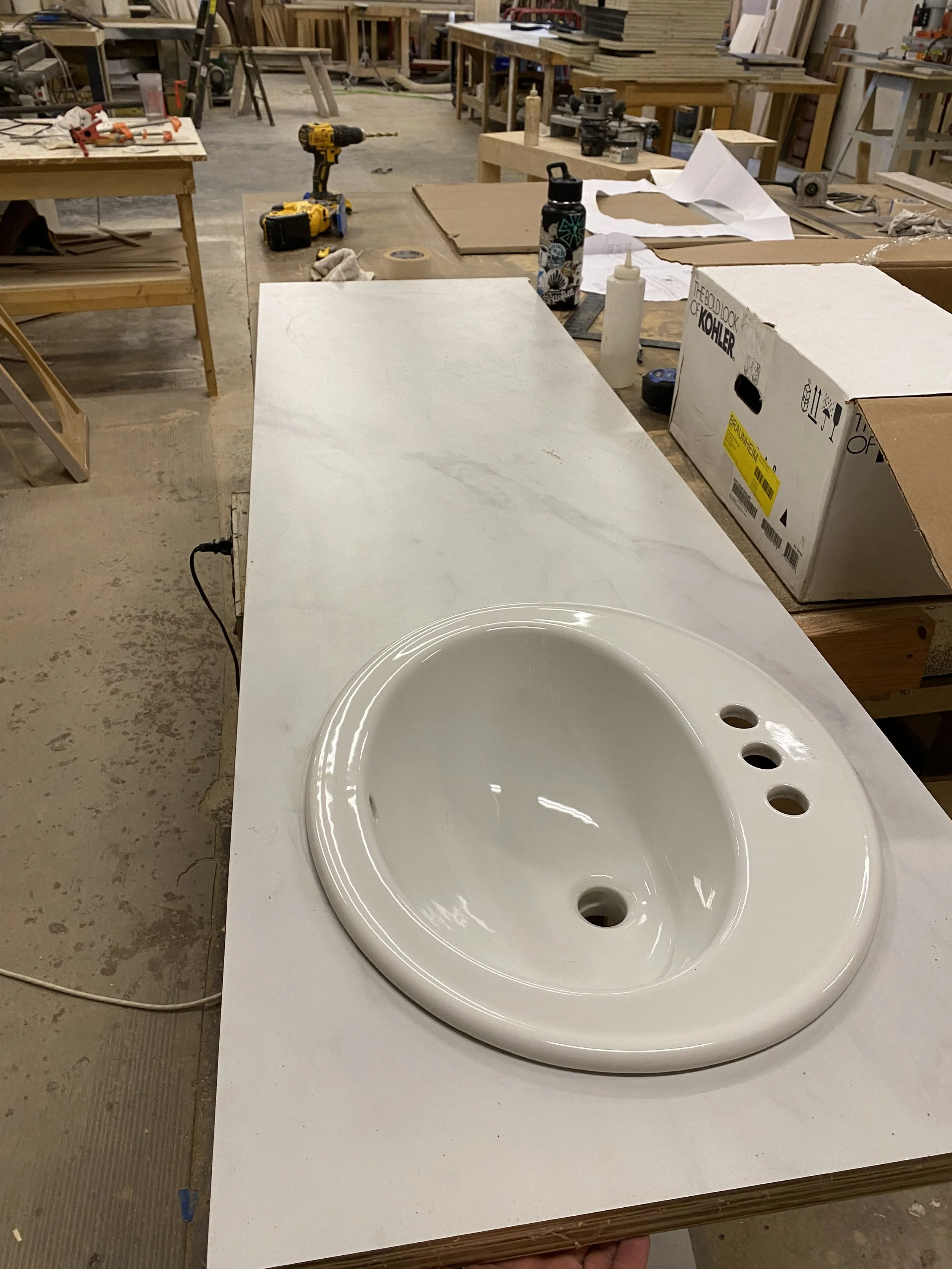 Test fitting the sink