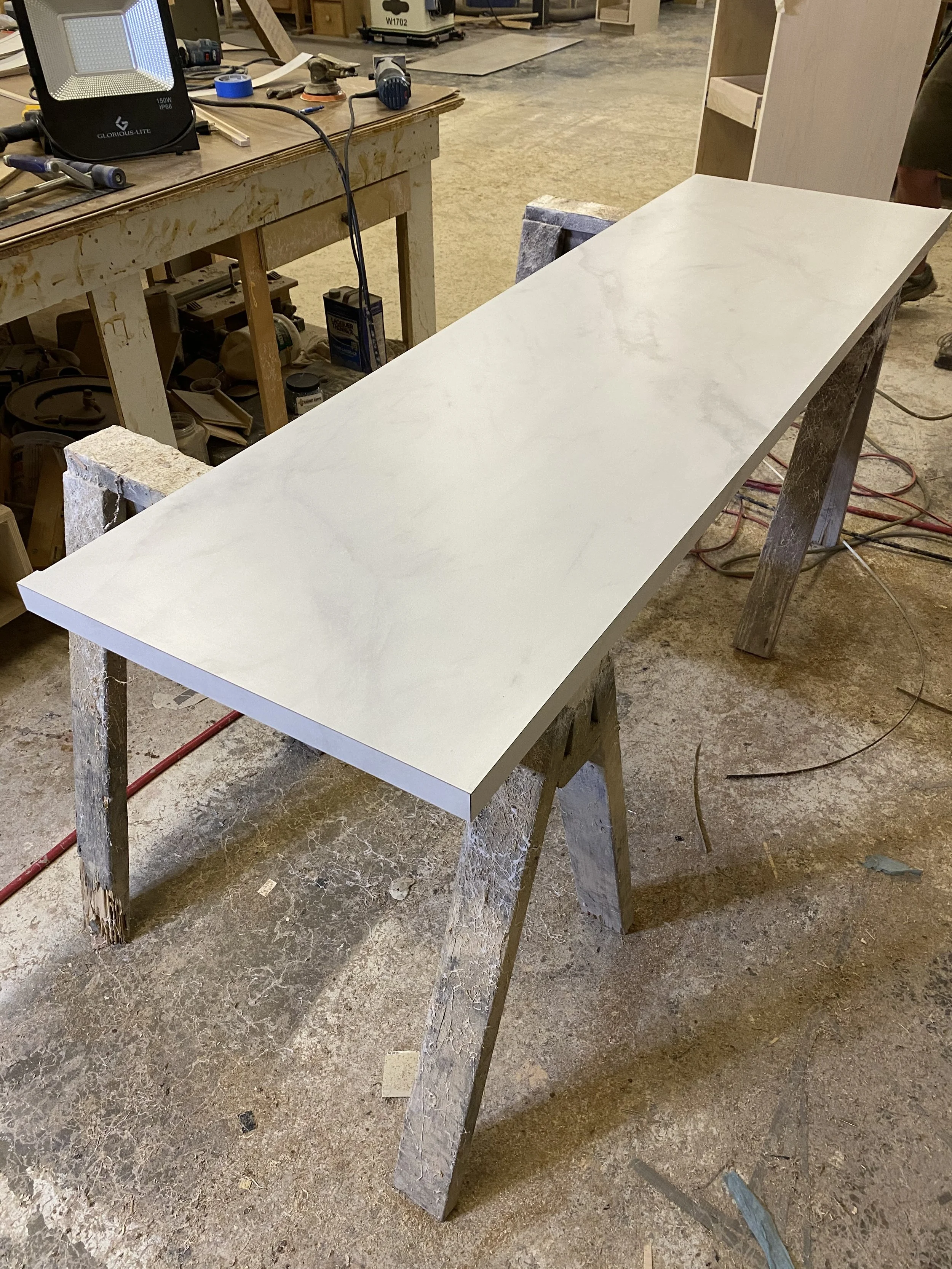 Laminated plywood bathroom countertop