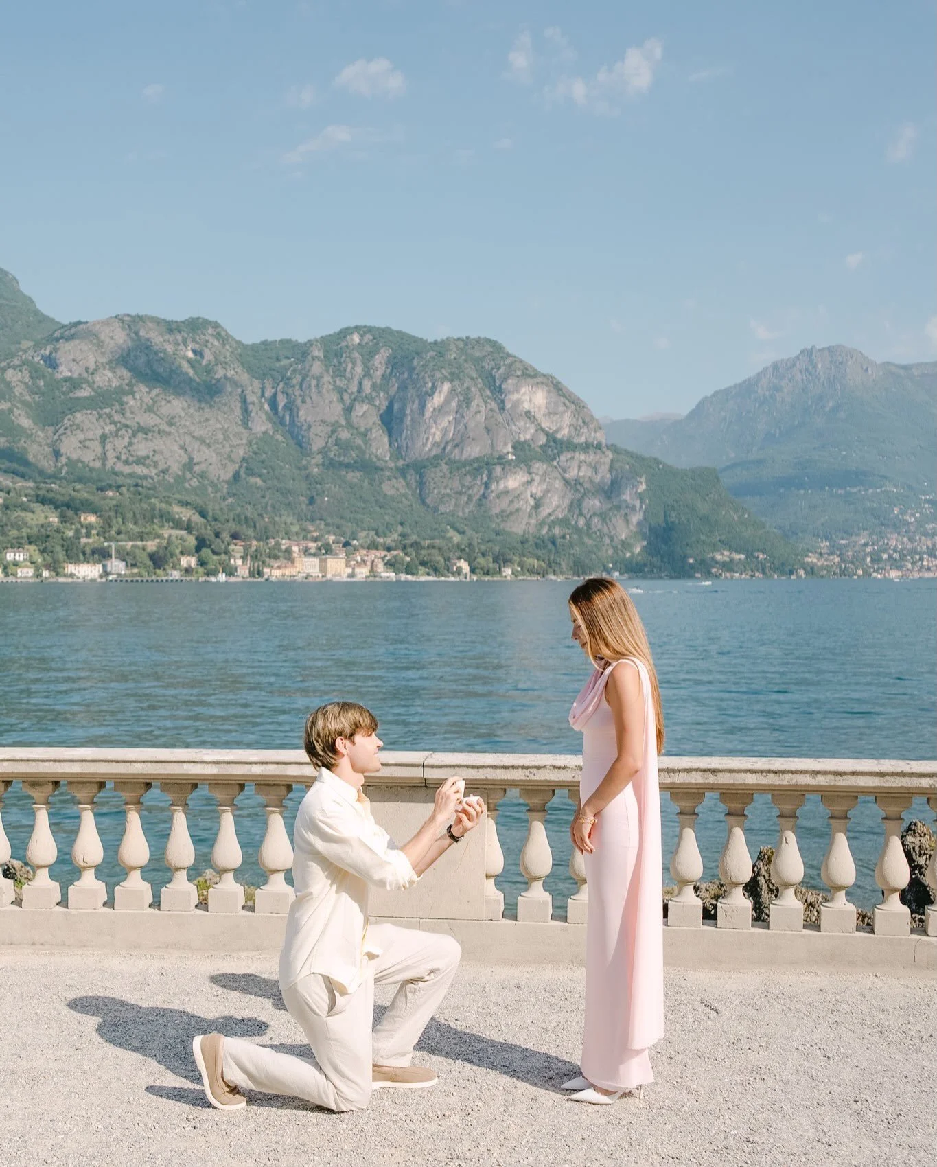 Villa Melzi, morning. The dream come true. Alone in the most beautiful garden on Lake Como. A proposal that is quiet luxury &mdash; only them, the lake, the Villa. Bellagio at its best. Emotion, candid pictures mixed with editorial portraits, buildin
