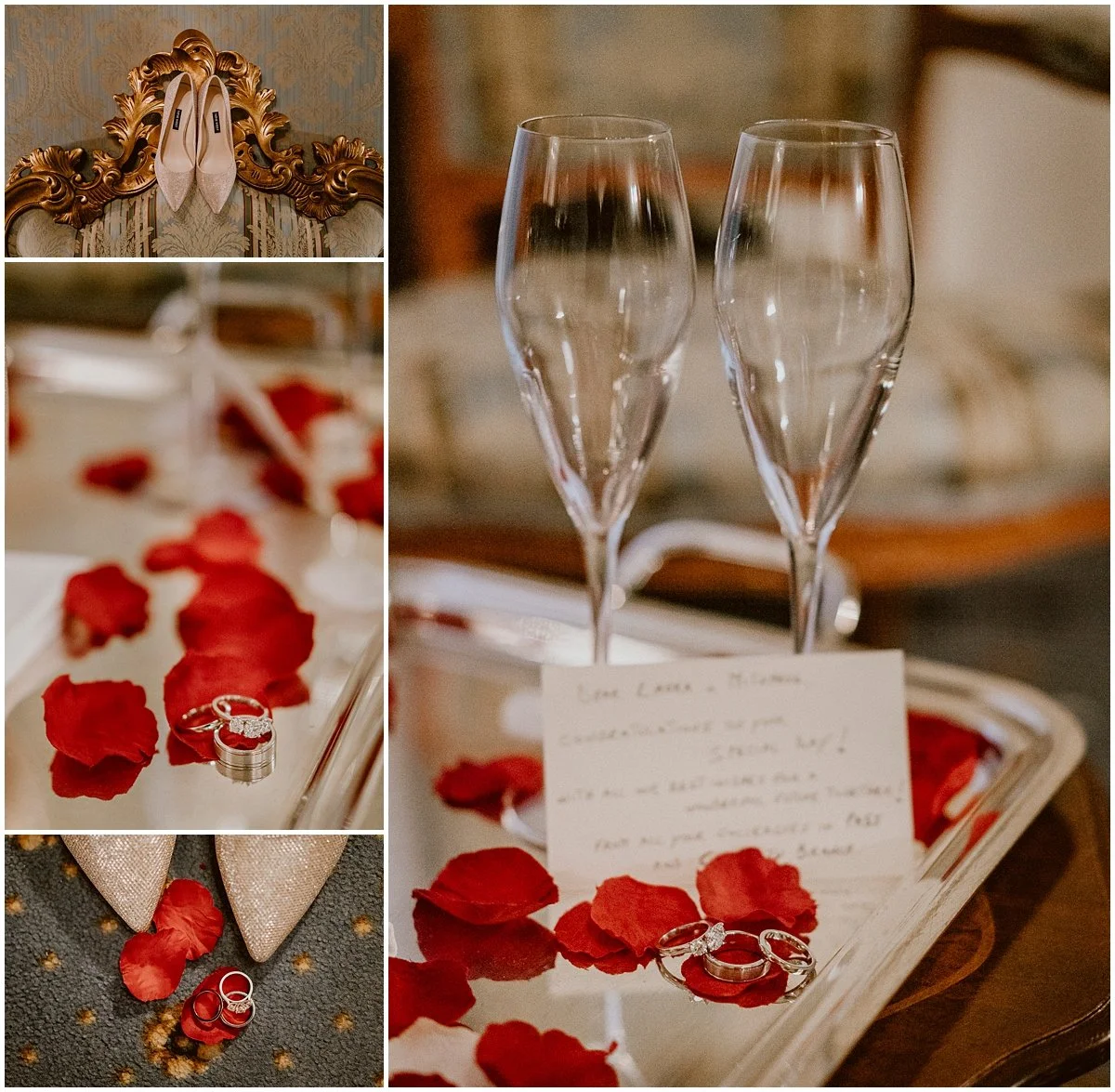 Venice elopement details in the hotel room