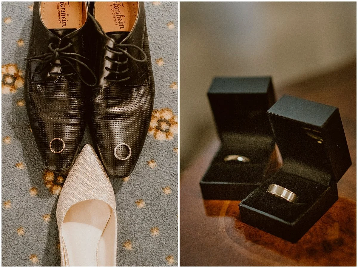 Canal Grande elopement still life pictures of shoes and rings