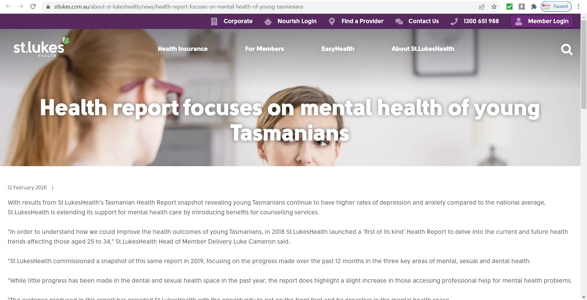 Health report focuses on mental health of young Tasmanians