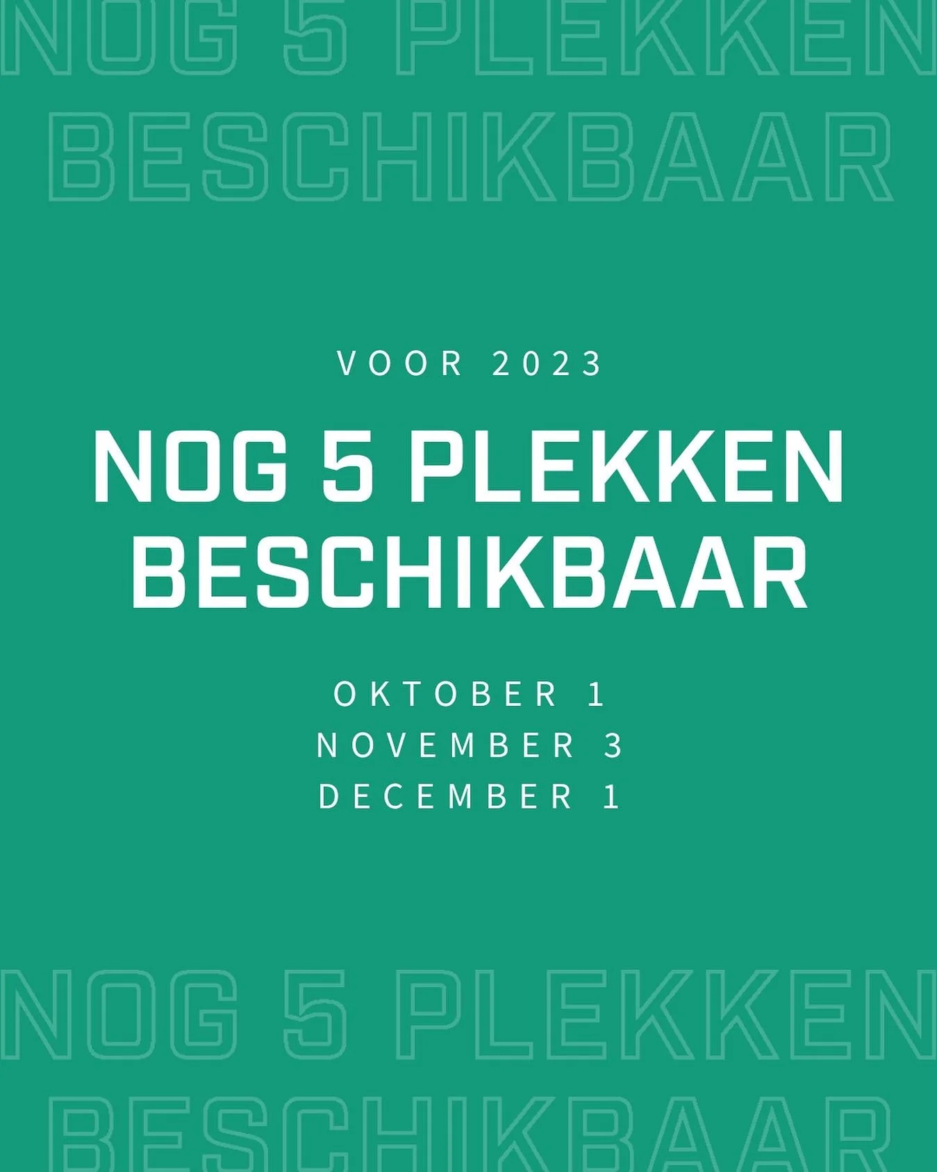 Onze plekken voor dit jaar zijn bijna allemaal weg! 

We kunnen het zelf vaak niet geloven, maar we zijn er heel dankbaar voor. 🙏

We hebben nog 5 plekken over die we kunnen invullen in de maanden oktober, november en december 2023. 

We zijn een kl