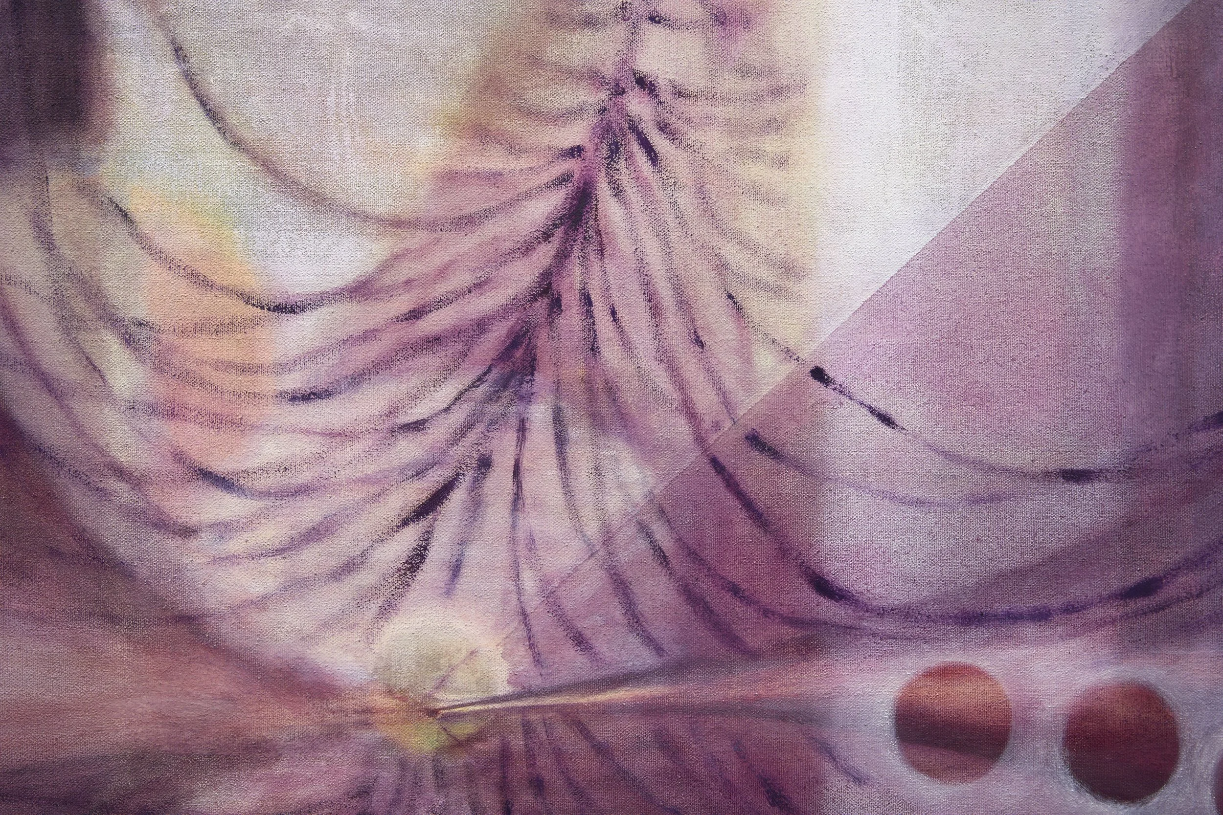 Seeking Danger in the Warm (detail), 2025. Oil on canvas. 120 x 180 cm.
