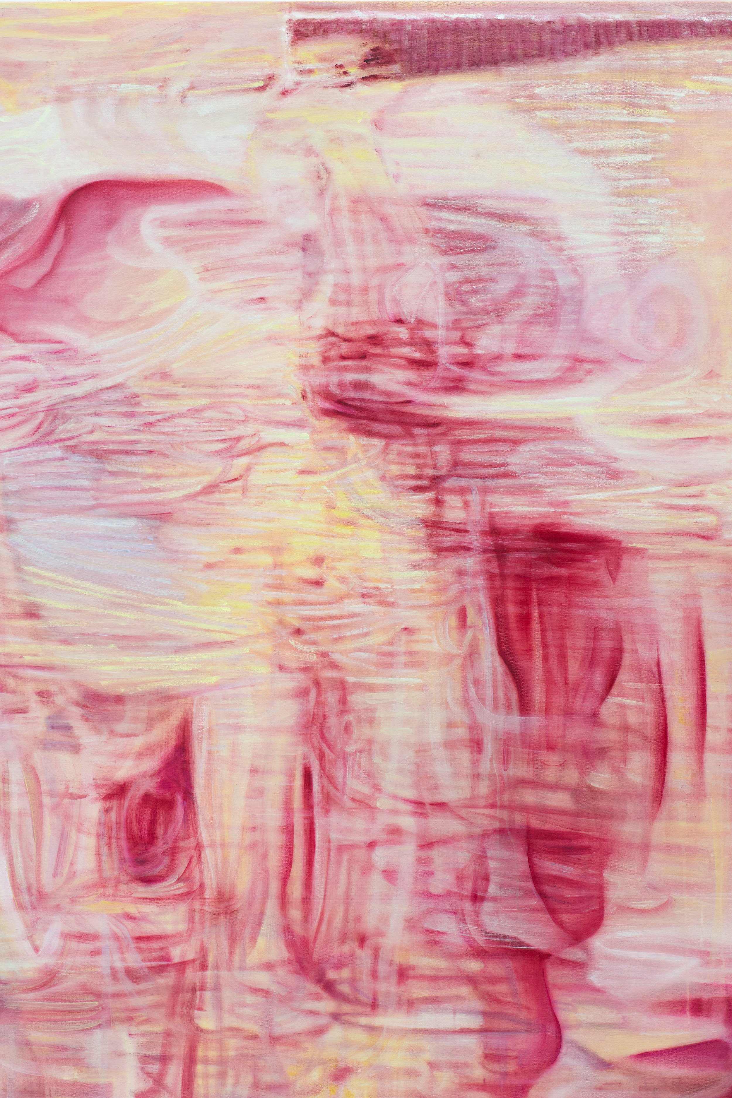 The phantom you met in the dream lives inside me (detail), 2026. Oil and wax on canvas. 180 x 140 cm.