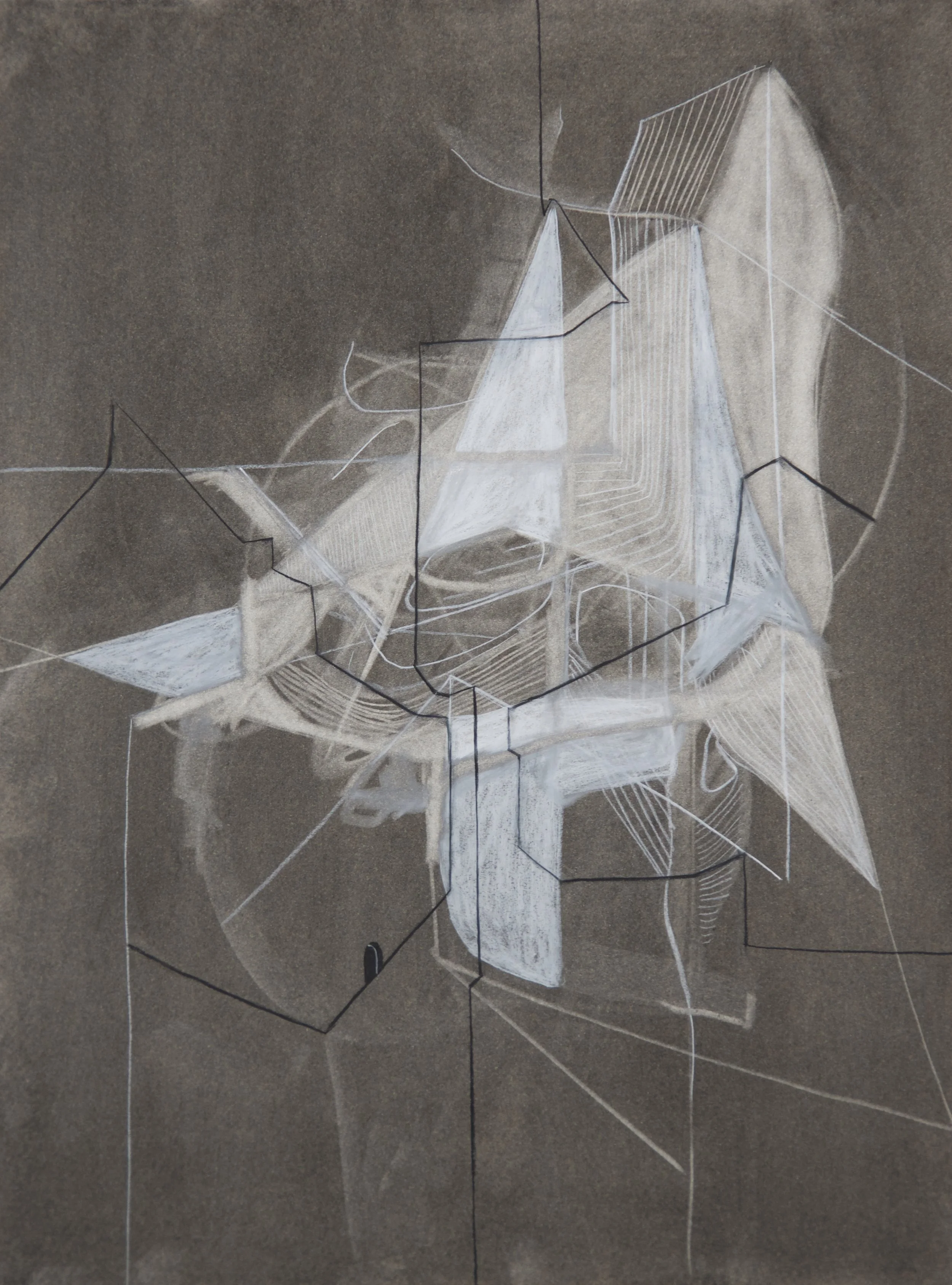 The Landing, chalk and charcoal on paper, 18" x 24"
