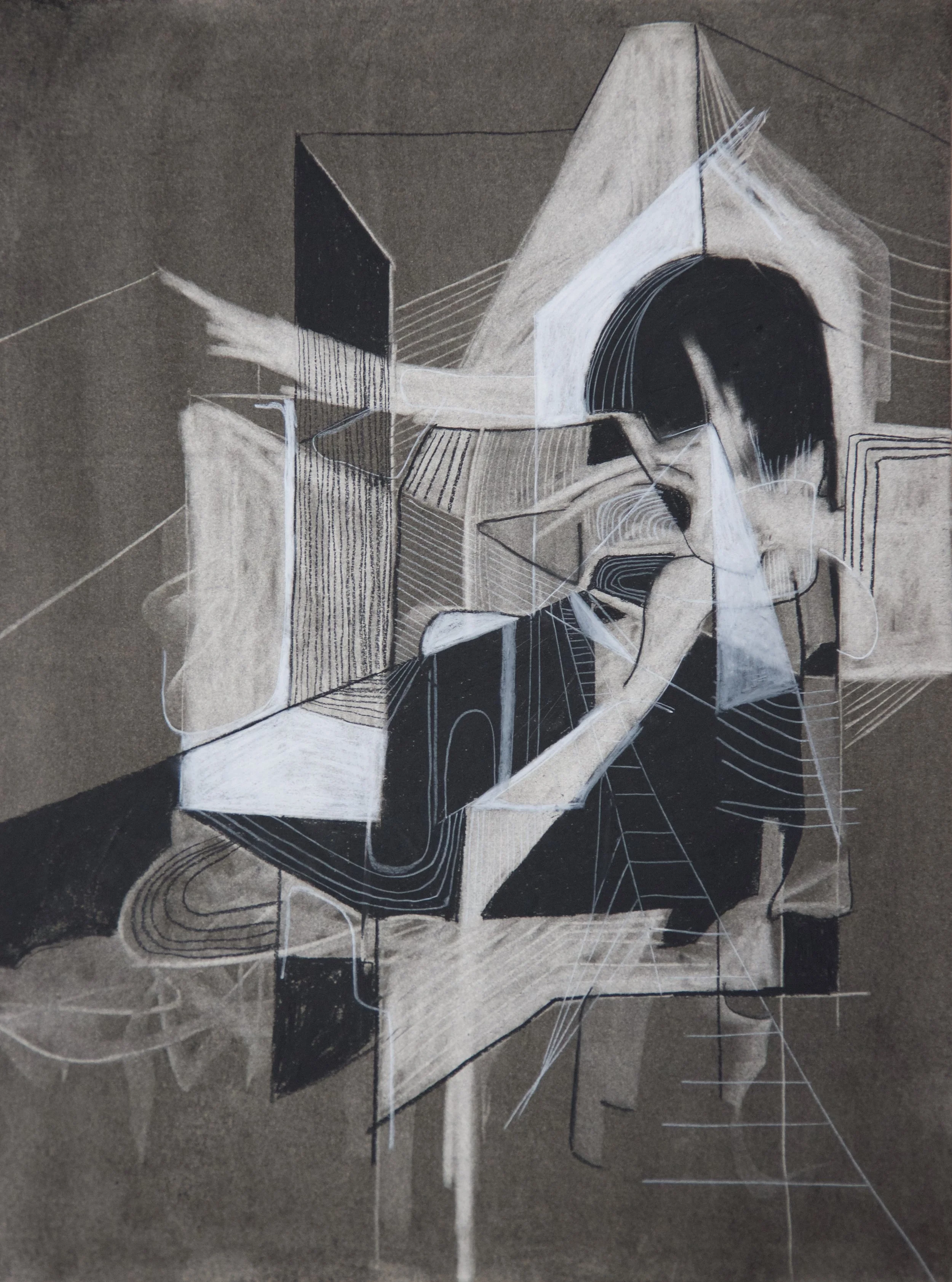Portal, chalk and charcoal on paper, 18" x 24"