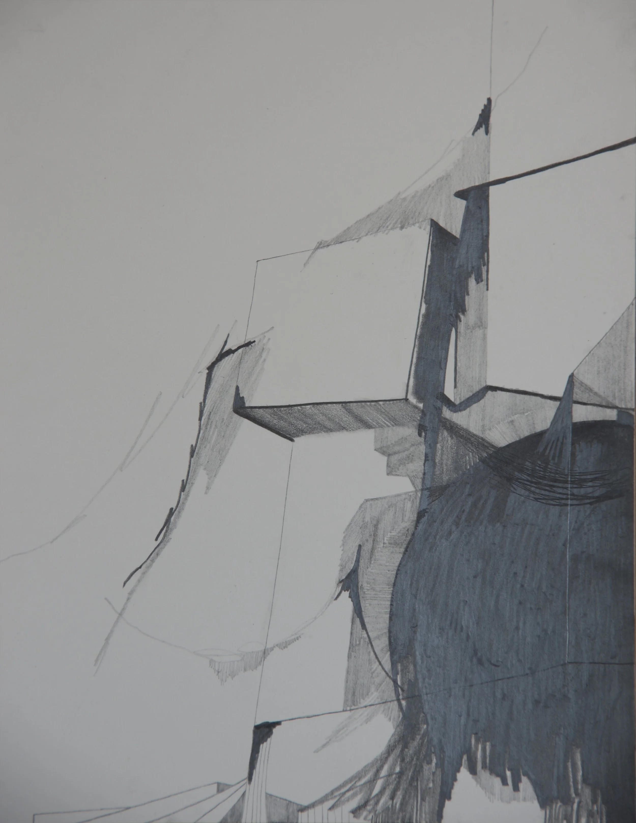 Shadow Shroud 3, graphite on paper, 8.5" x 11"