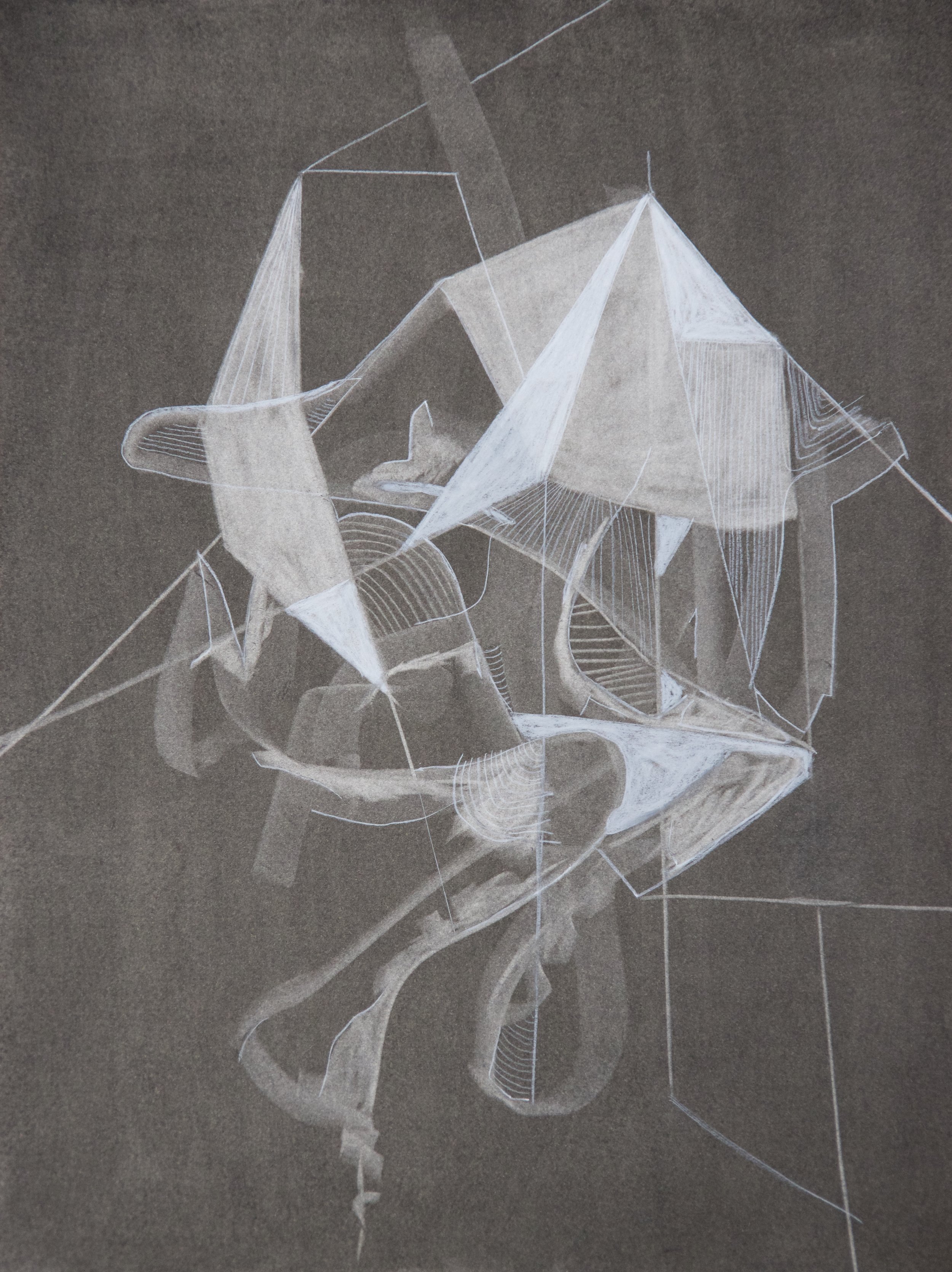 Wind Fish, chalk and charcoal on paper, 18" x 24"