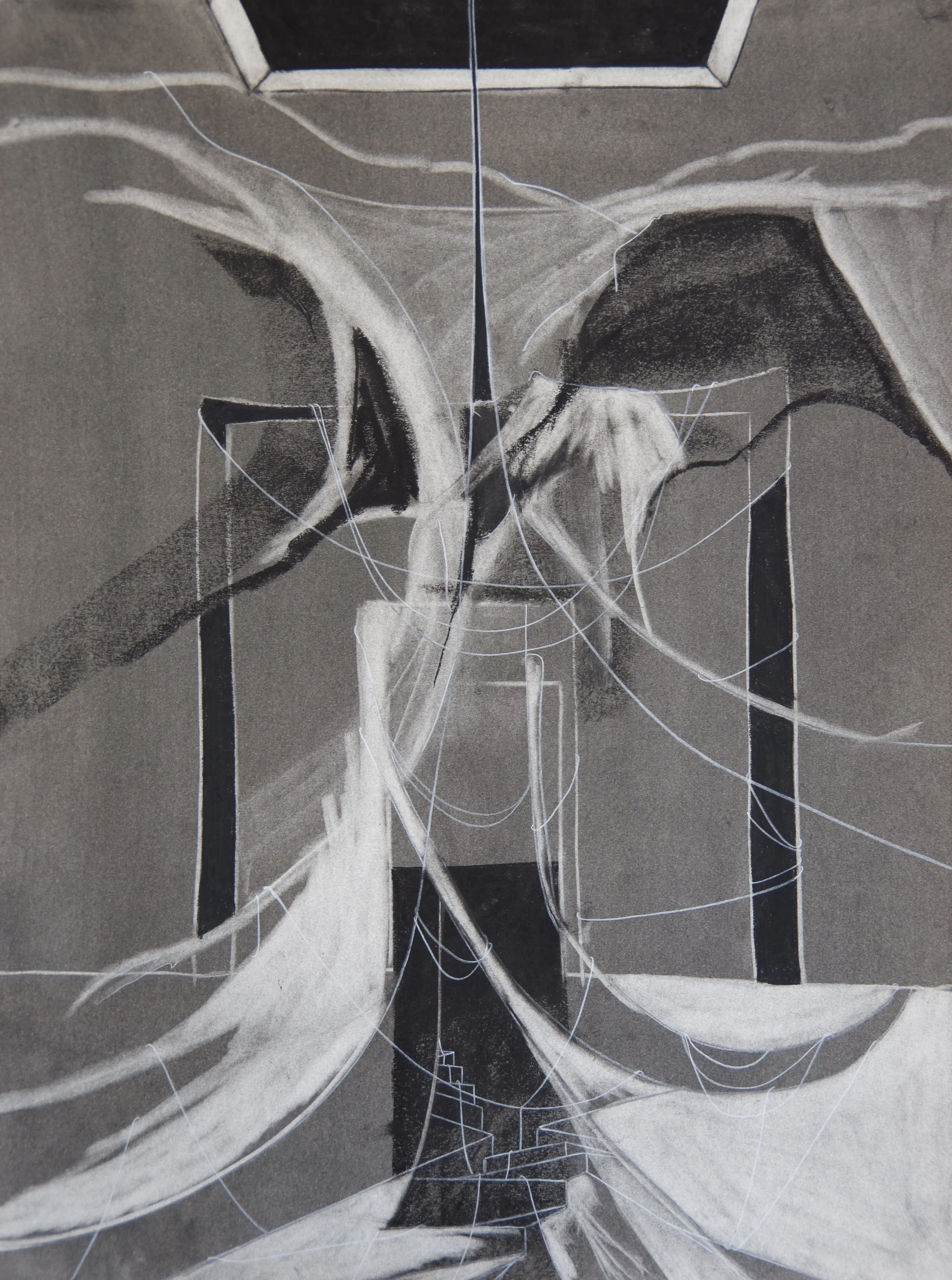 Clavicle, chalk and charcoal on paper, 18" x 24"