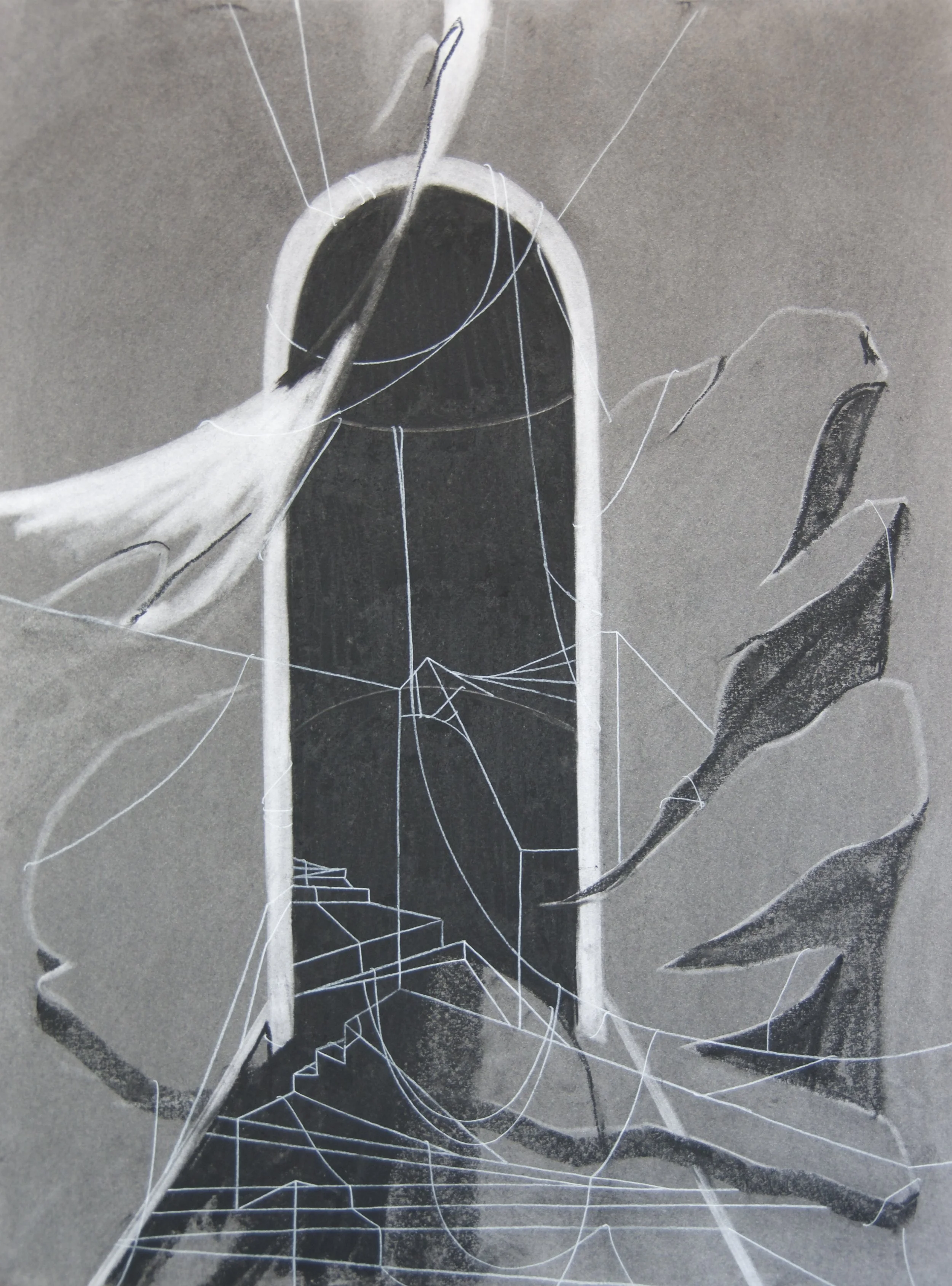 Isle Of Apse, chalk and charcoal on paper, 18" x 24"