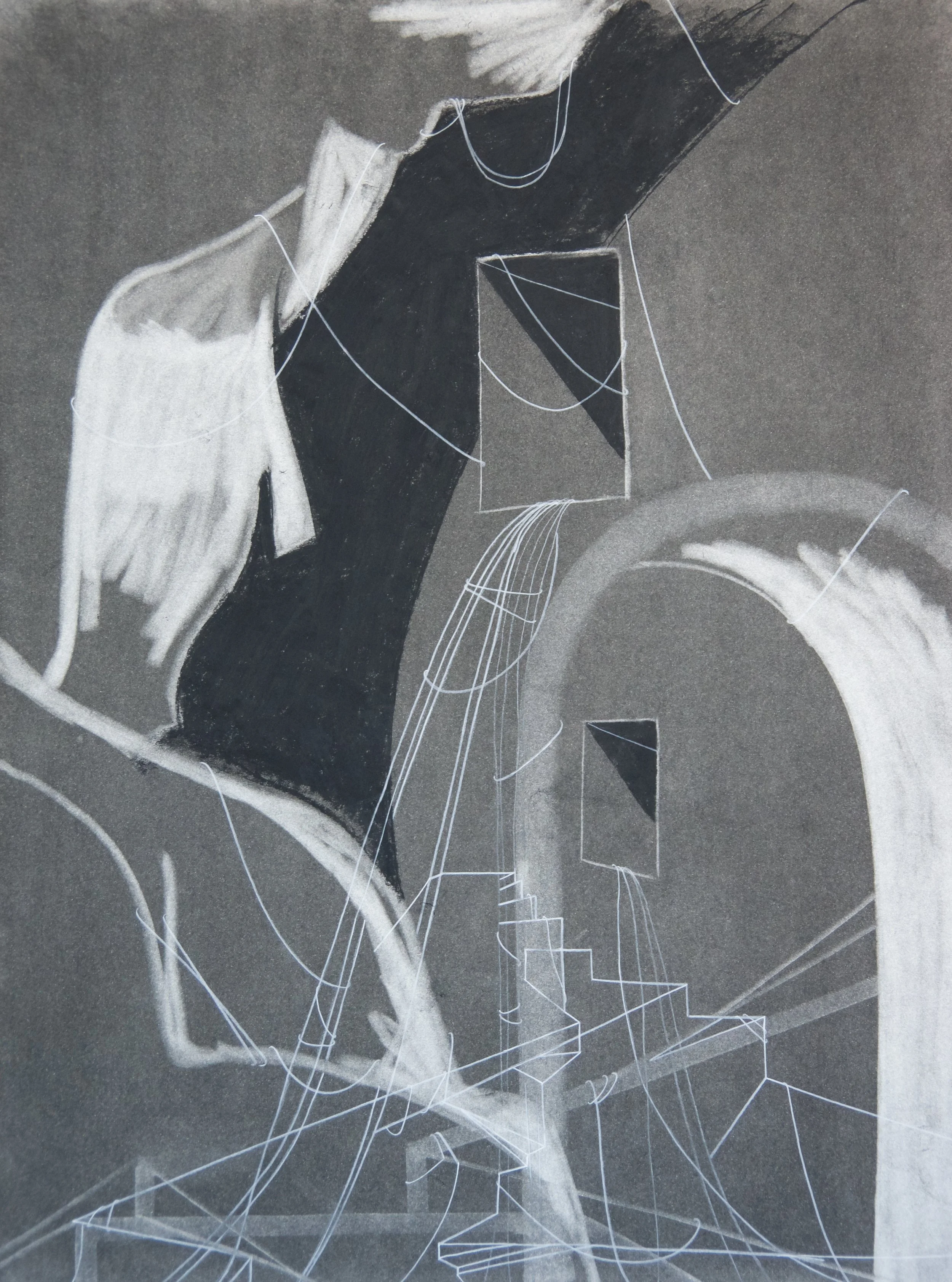 Clay Cut, chalk and charcoal on paper, 18" x 24"