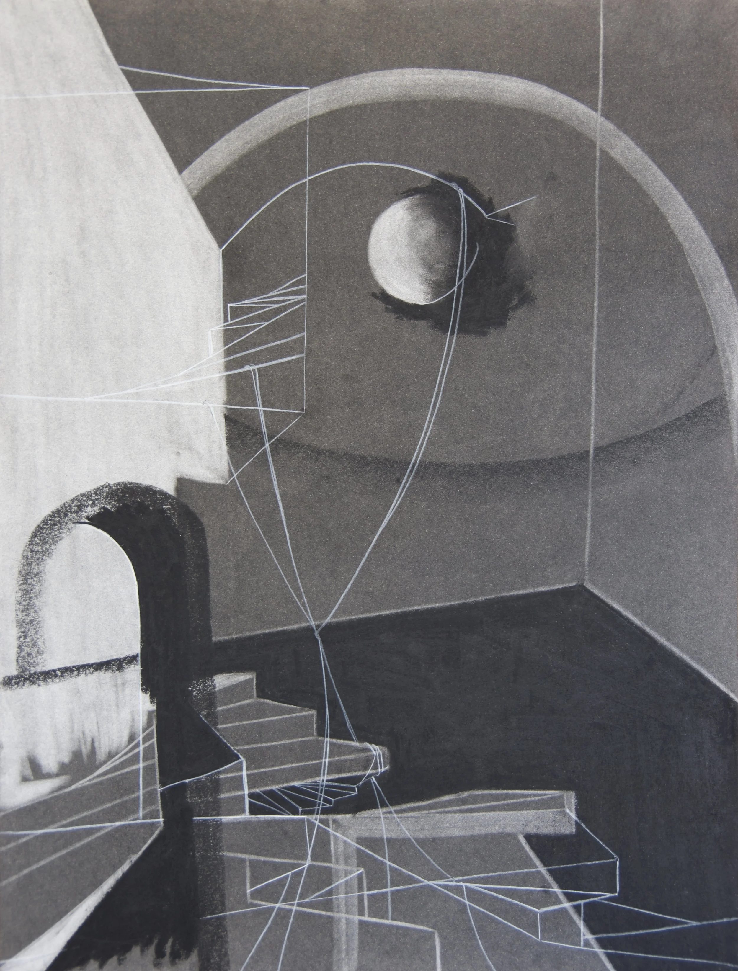 An Apse For A Younger Moon, chalk and charcoal on paper, 18" x 24"