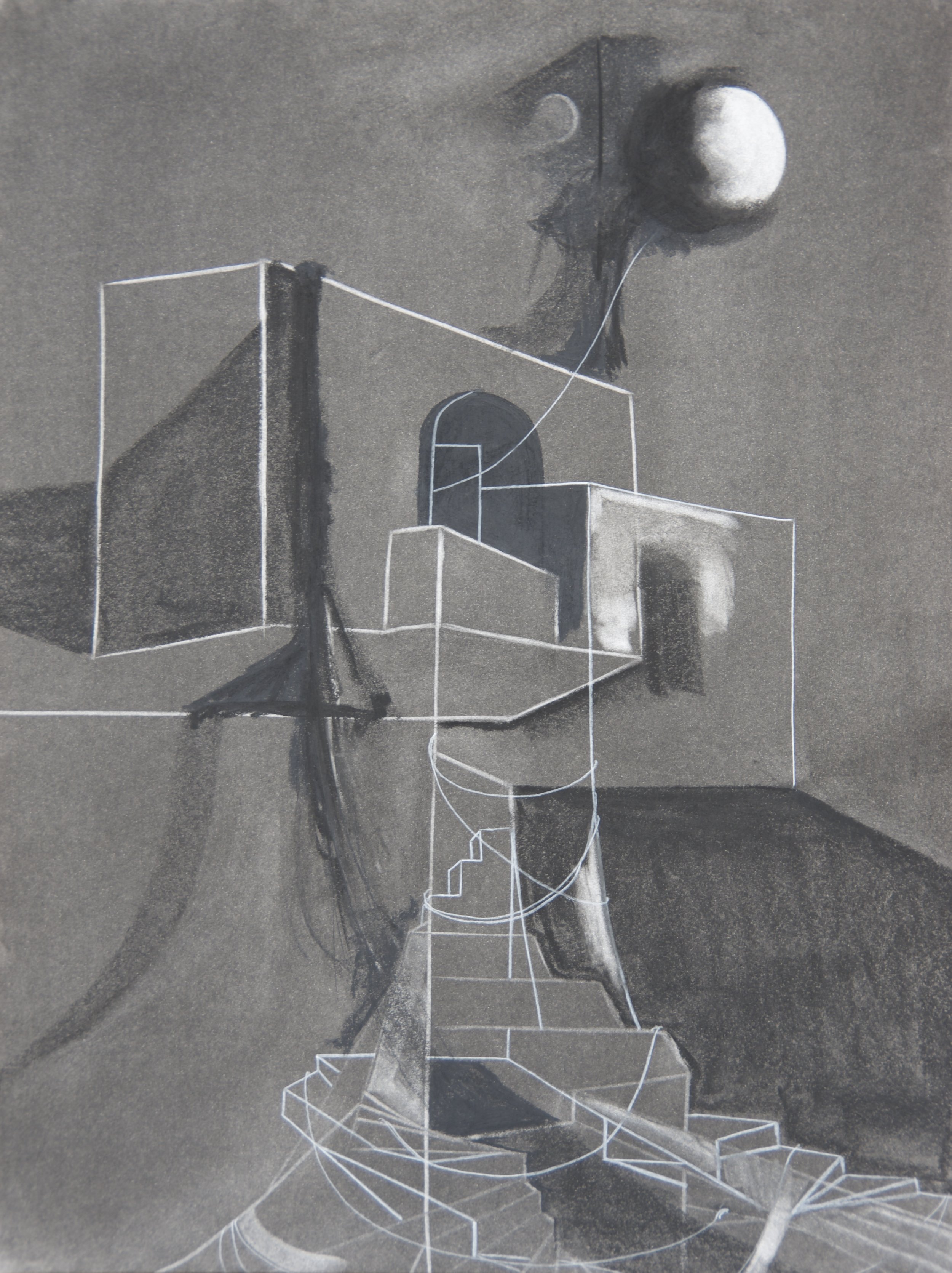 Younger Moon, chalk and charcoal on paper, 18" x 24"