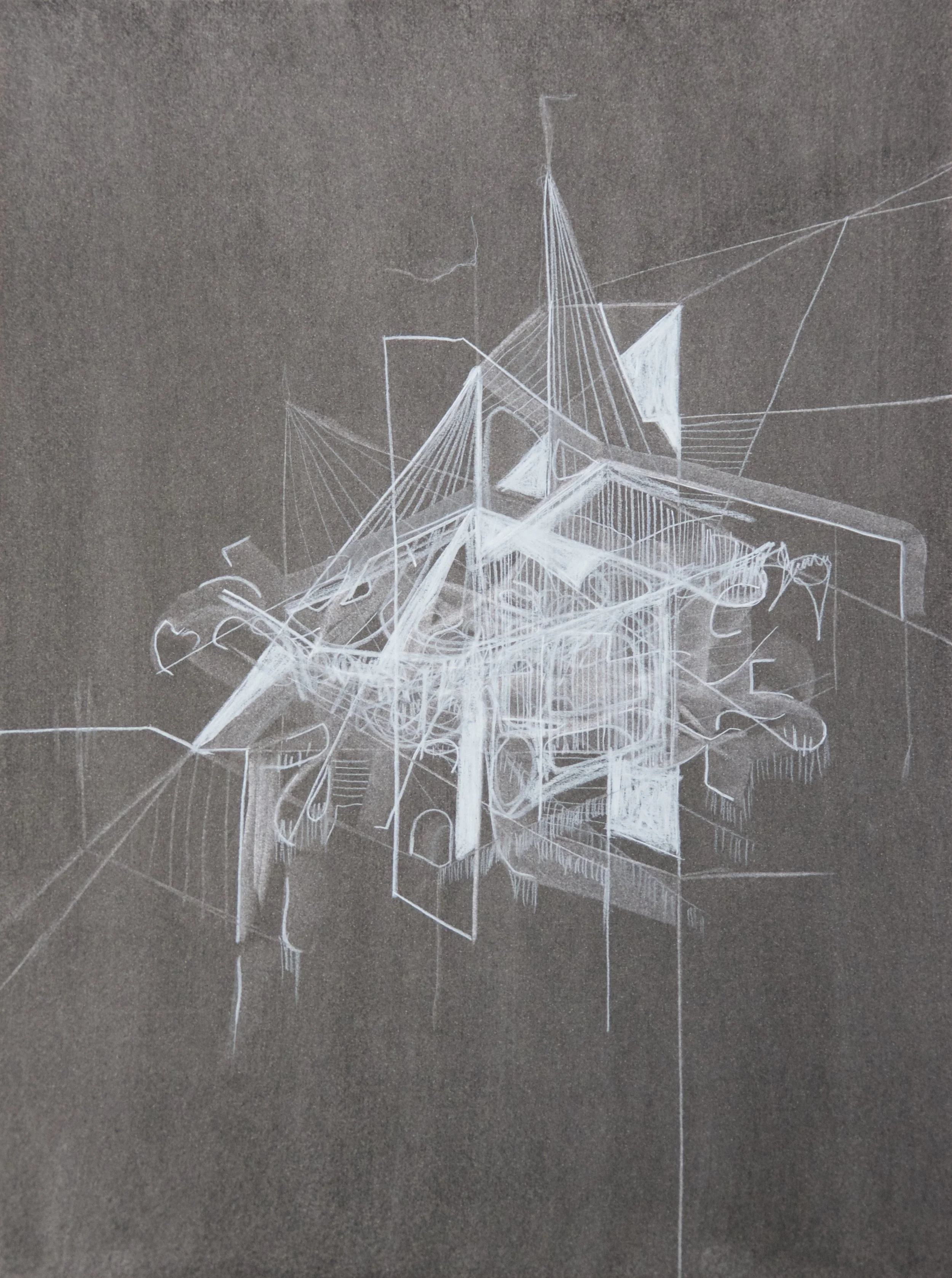 Sinew diptych Right, chalk and charcoal on paper, 18" x 24"