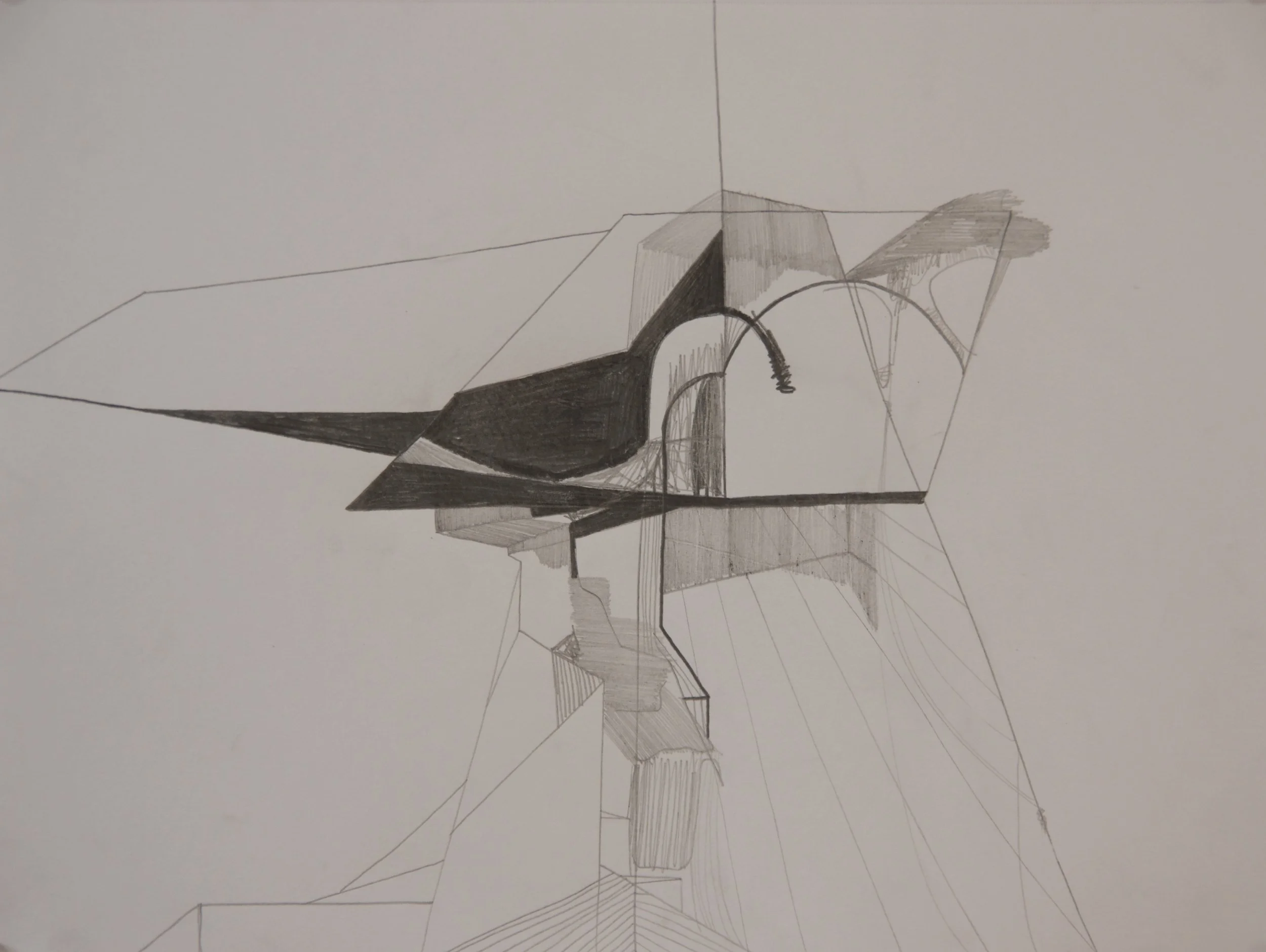 Dirt Truss 2, graphite on paper, 9" x 12"