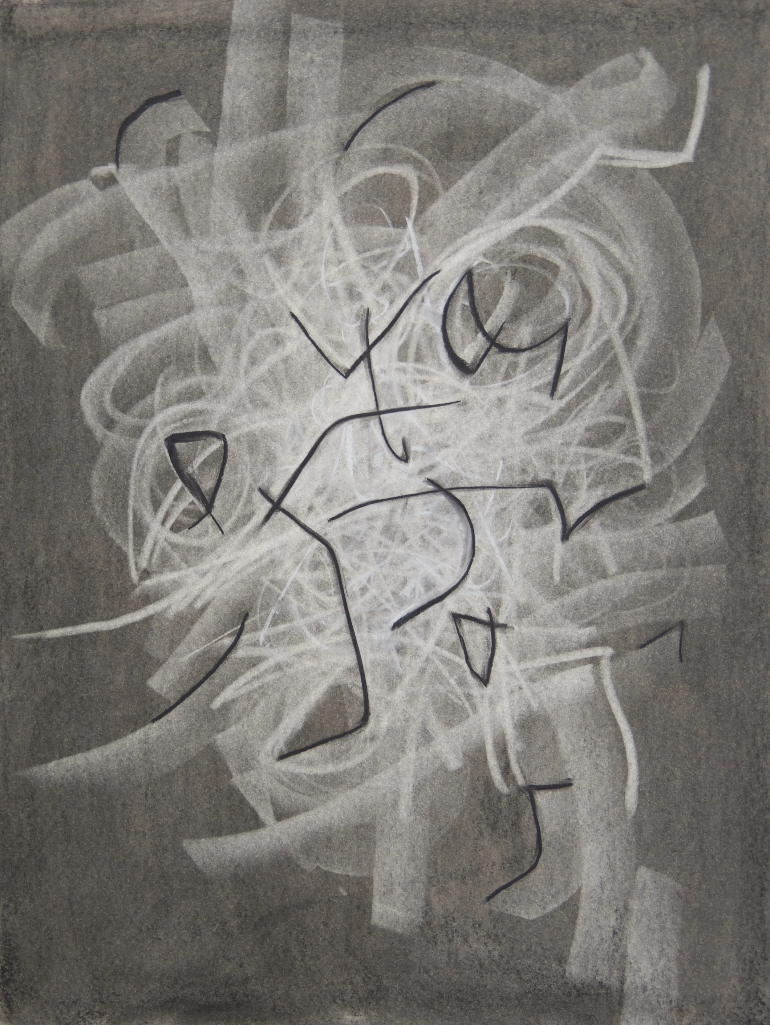 Engrave, chalk and charcoal on paper, 18" x 24"