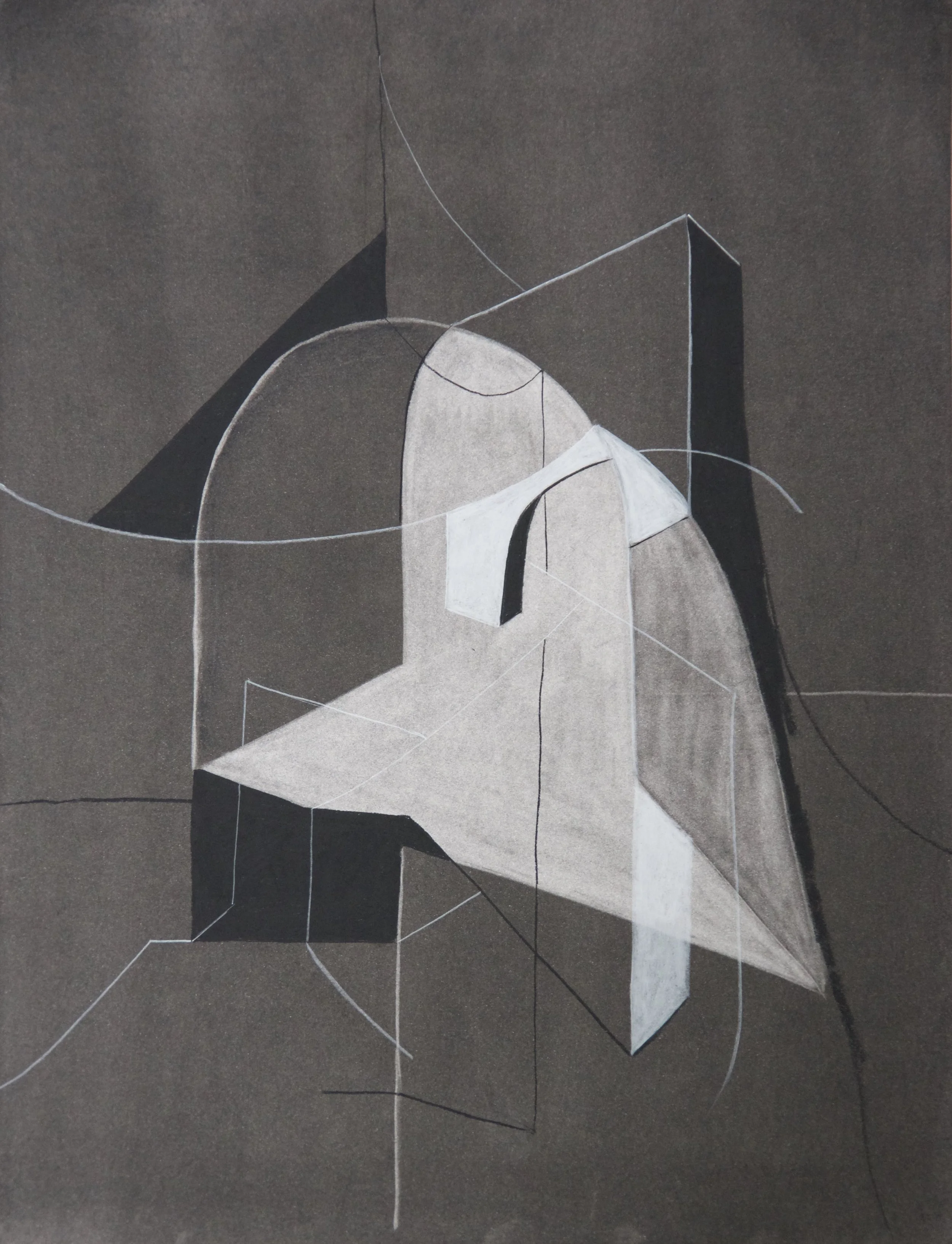 Stonework, chalk and charcoal on paper, 18" x 24"