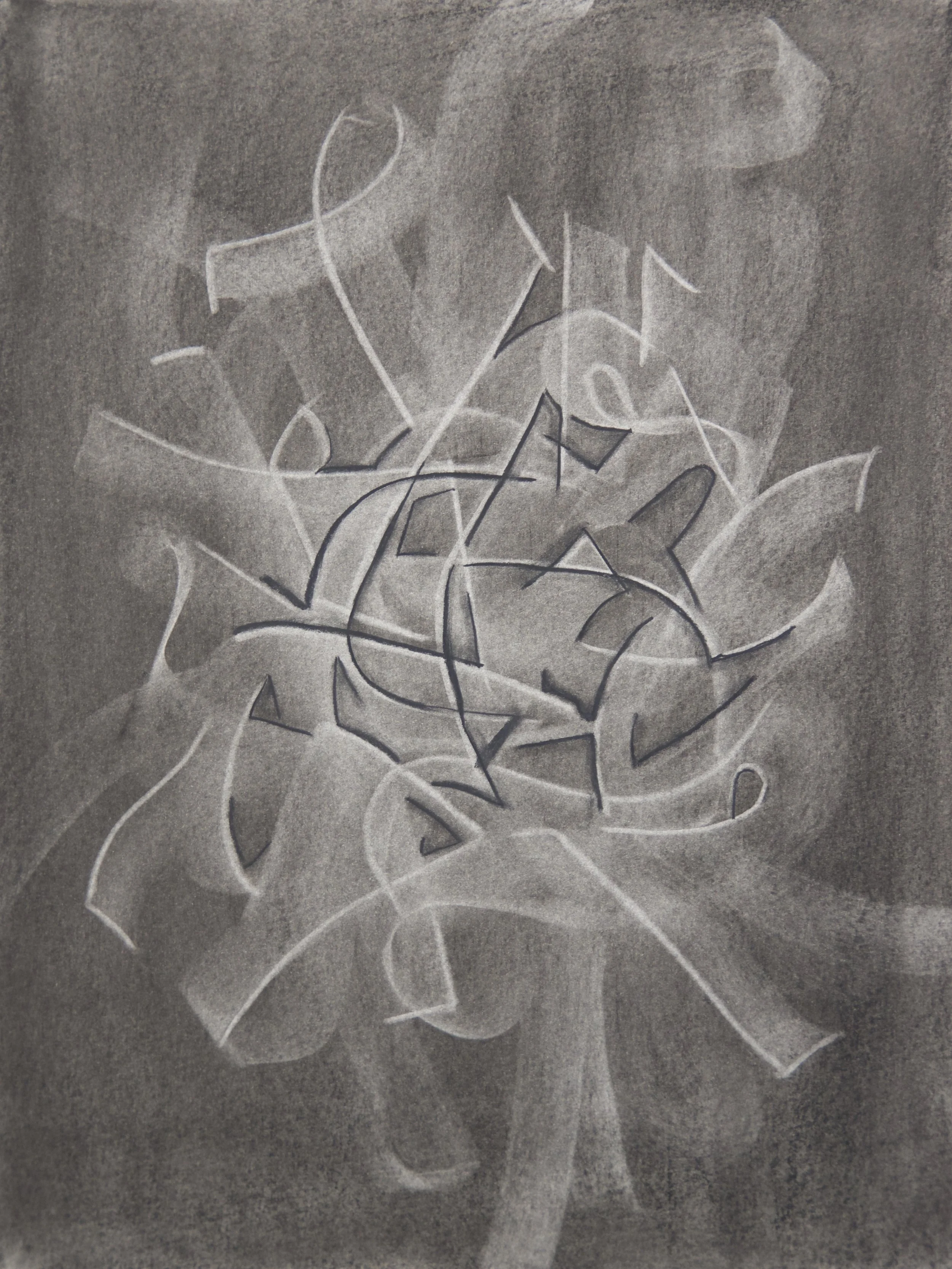 Reinforce, chalk and charcoal on paper, 18" x 24"