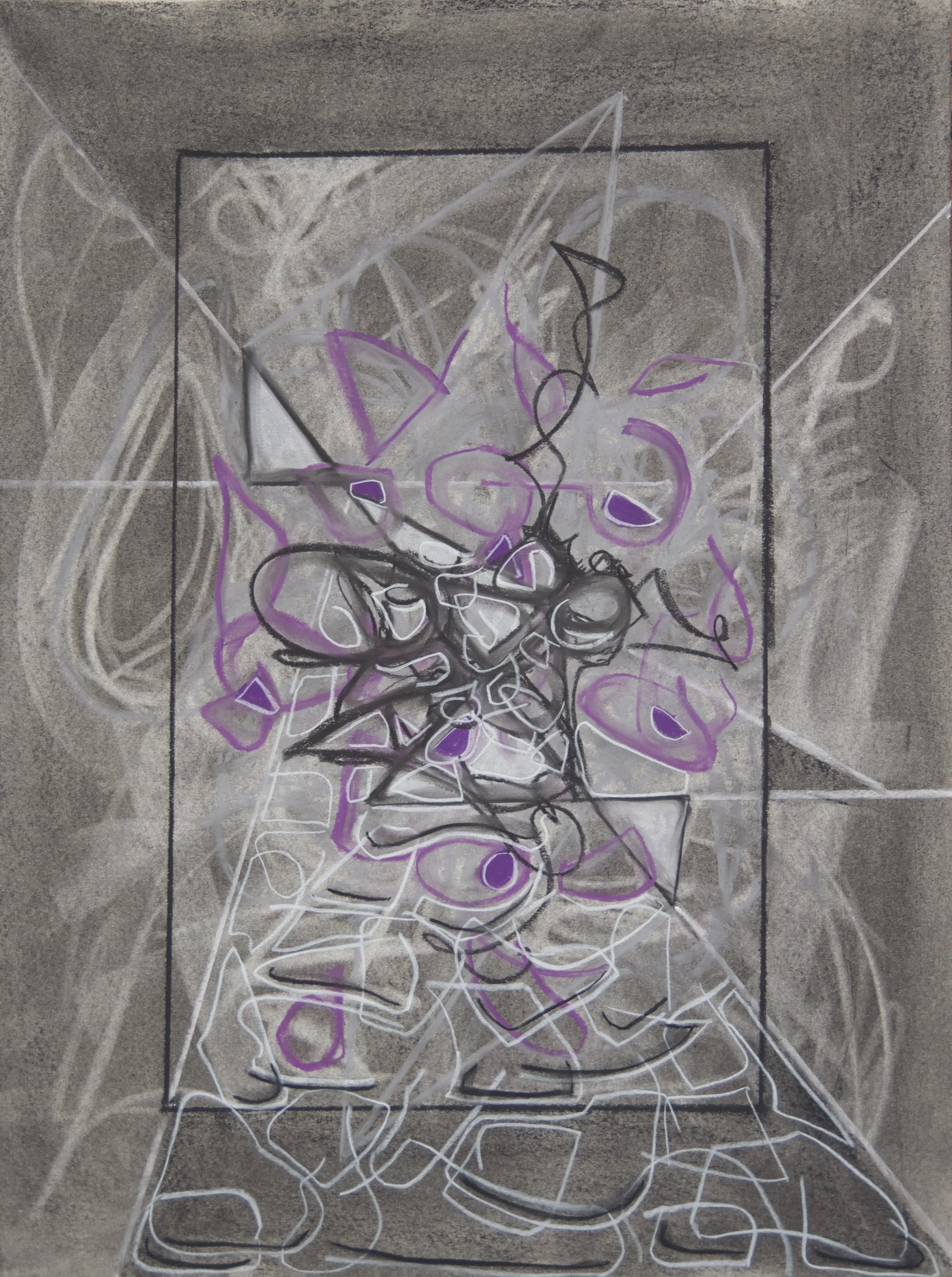 Pandora's Box, chalk and charcoal on paper, 18" x 24"