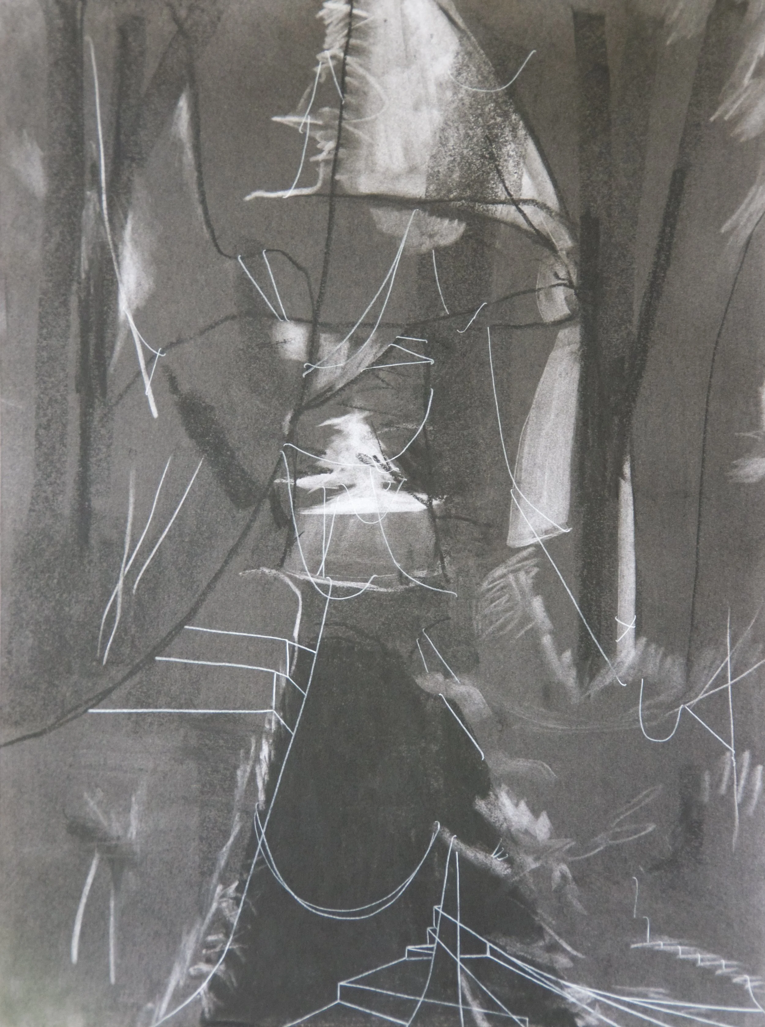 Old Lattice, chalk and charcoal on paper, 18" x 24"