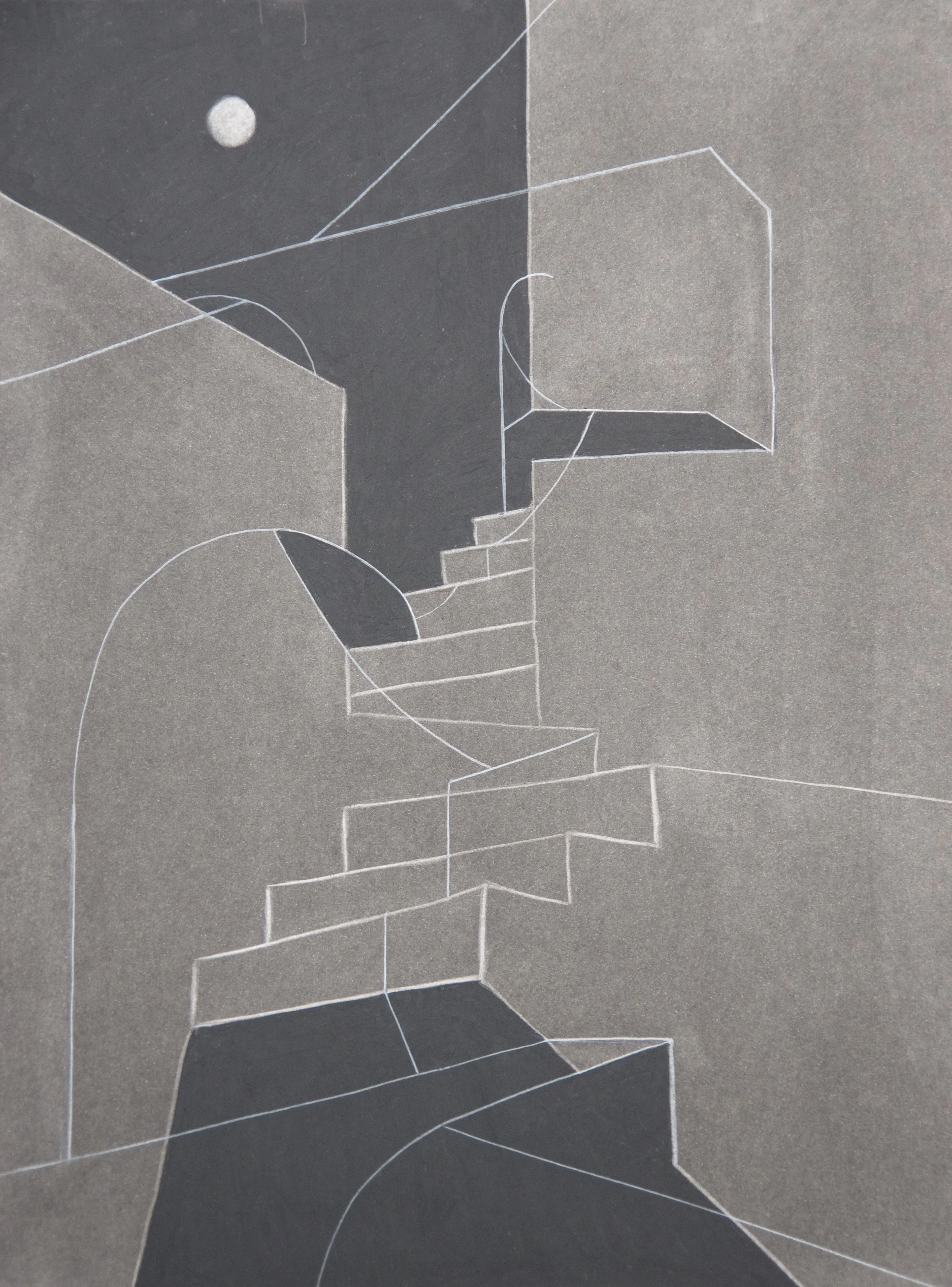 Moonway, chalk and charcoal on paper, 18" x 24"