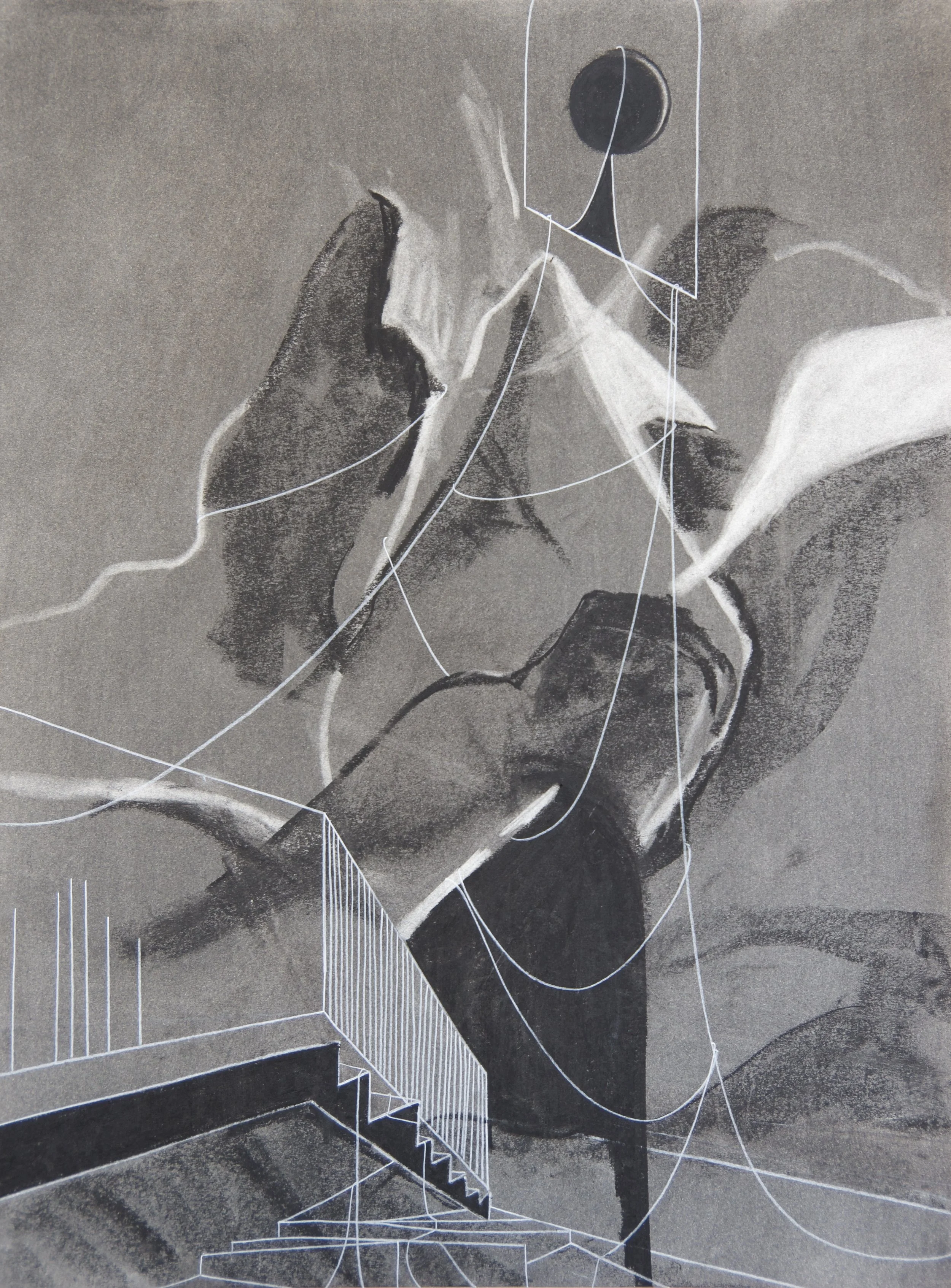 Pilgrimage For Dreams, chalk and charcoal on paper, 18" x 24"