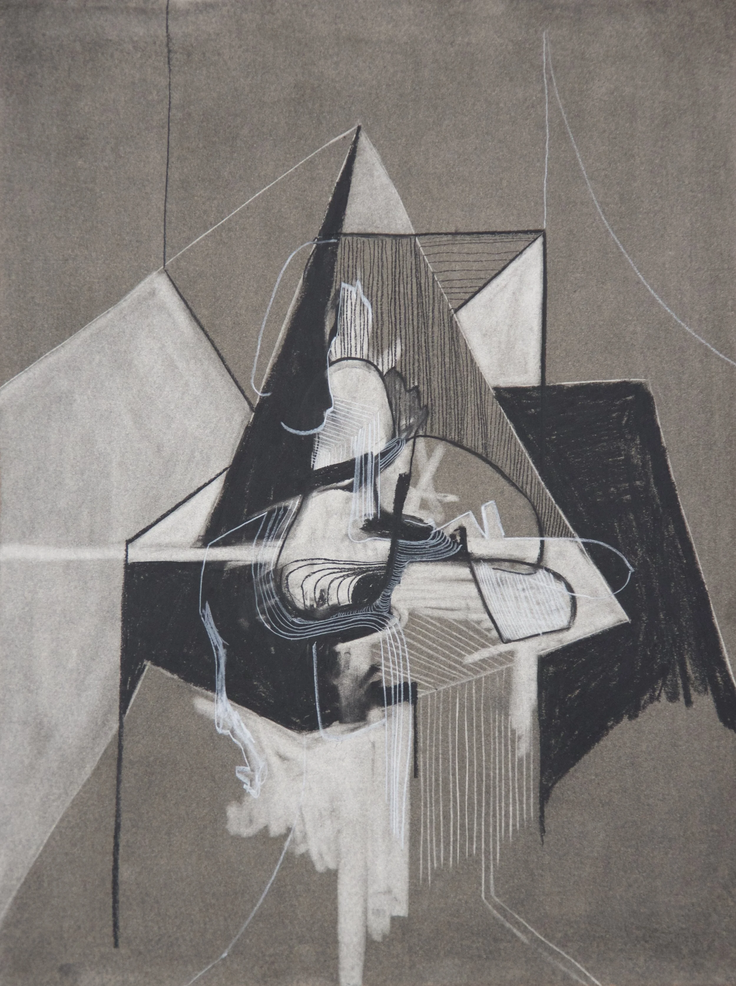 Prism, chalk and charcoal on paper, 18" x 24"