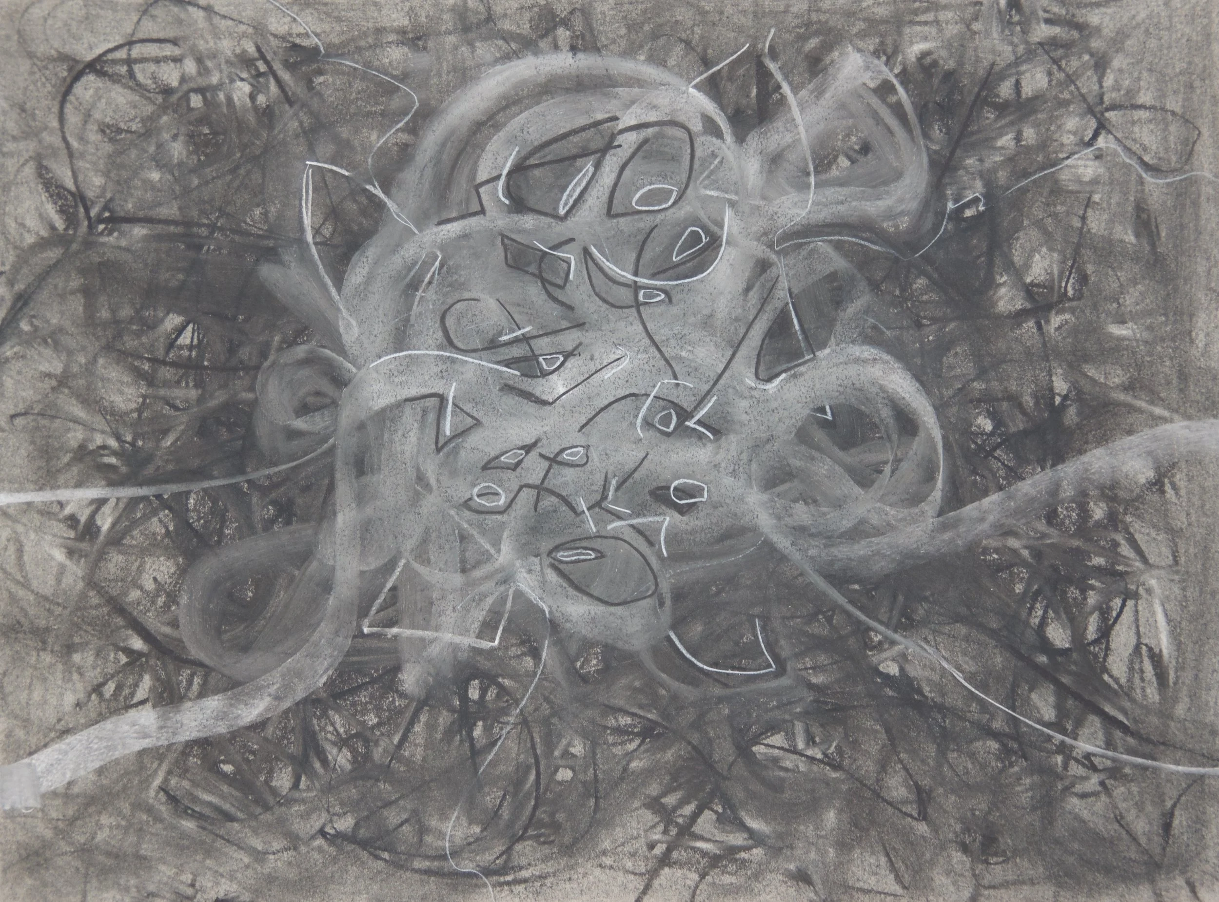 Visitor, chalk and charcoal on paper, 24" x 18"