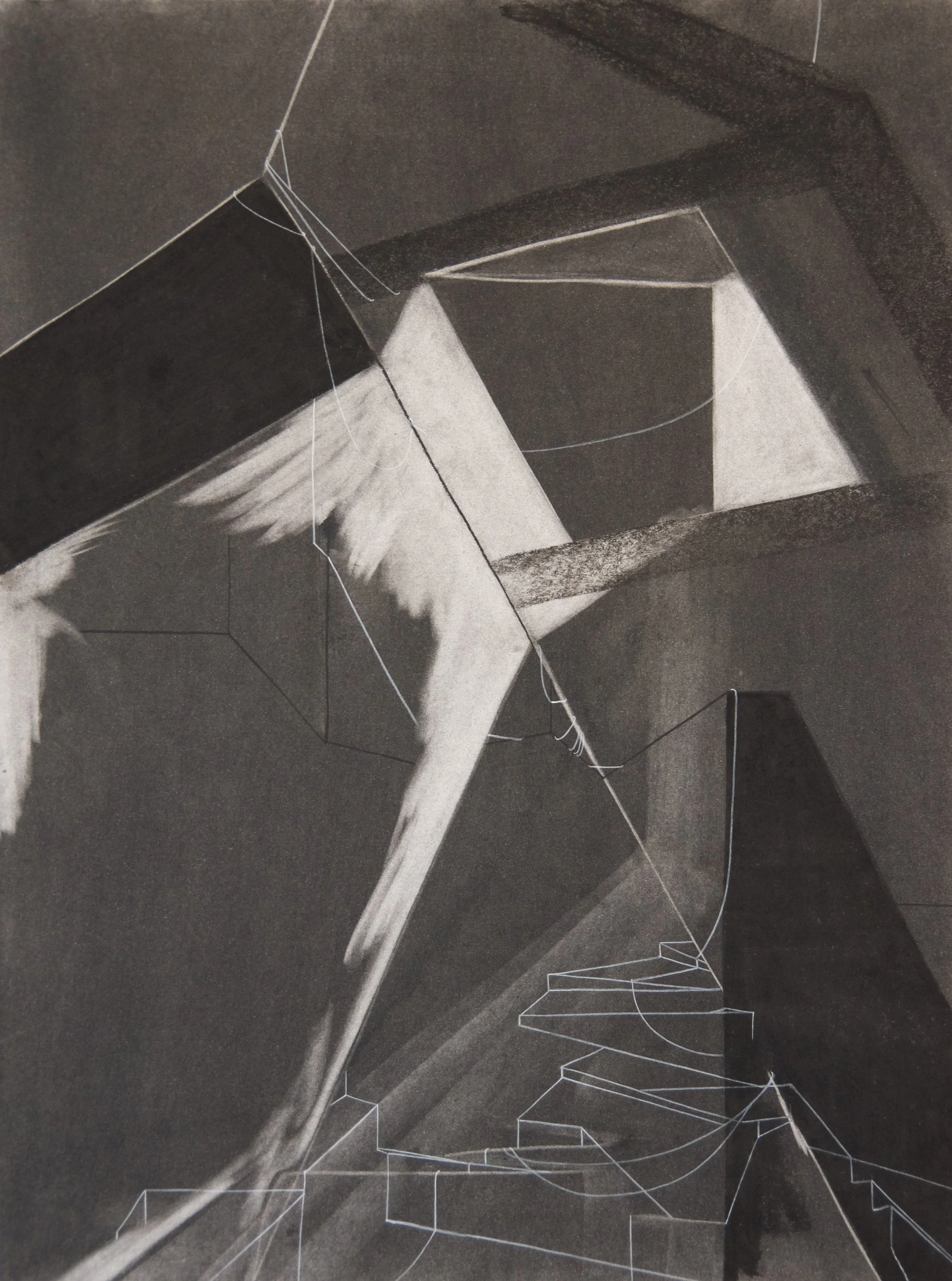 Frames For Bones, chalk and charcoal on paper, 18" x 24"