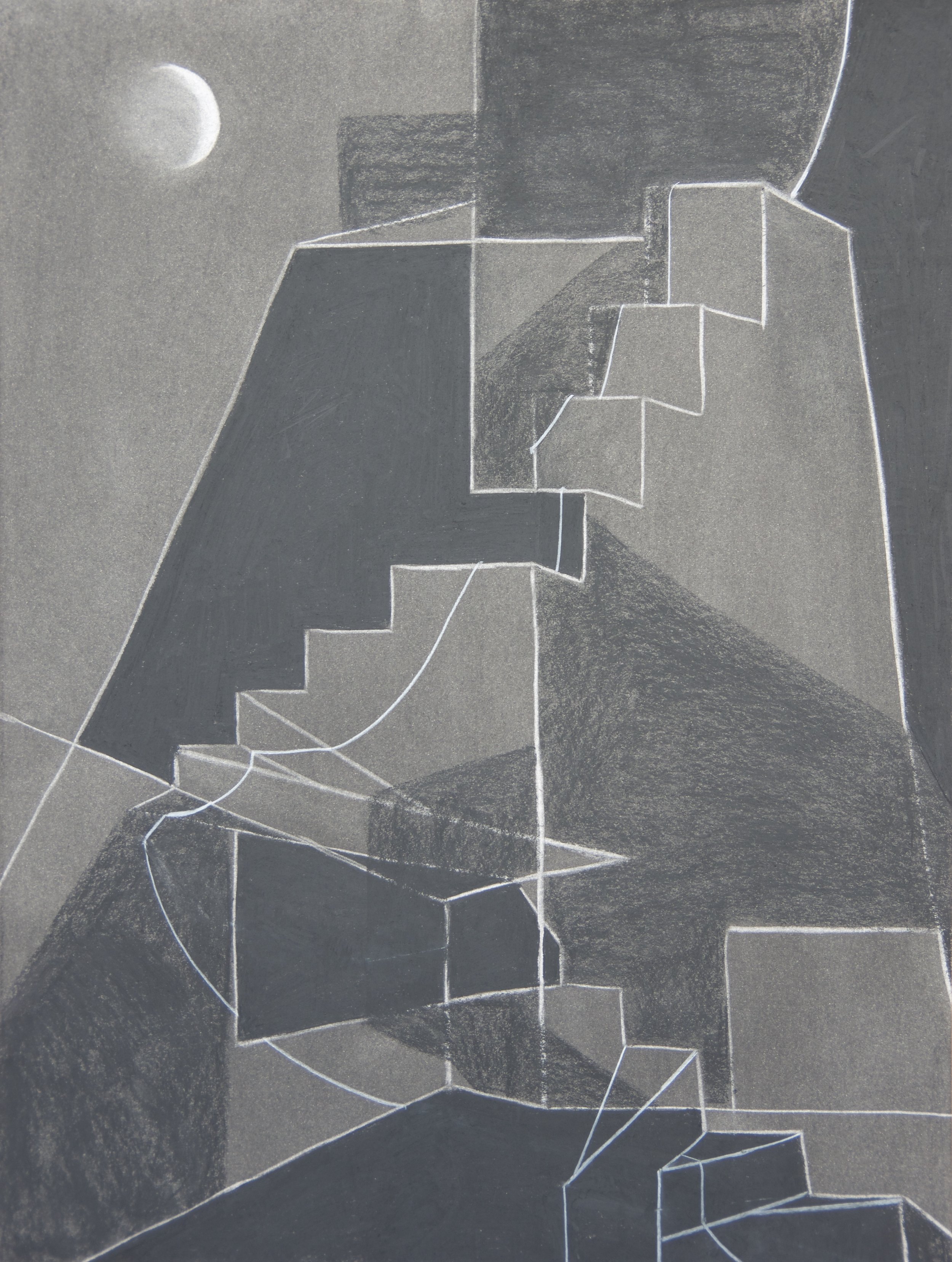 Dirt Temple, chalk and charcoal on paper, 18" x 24"